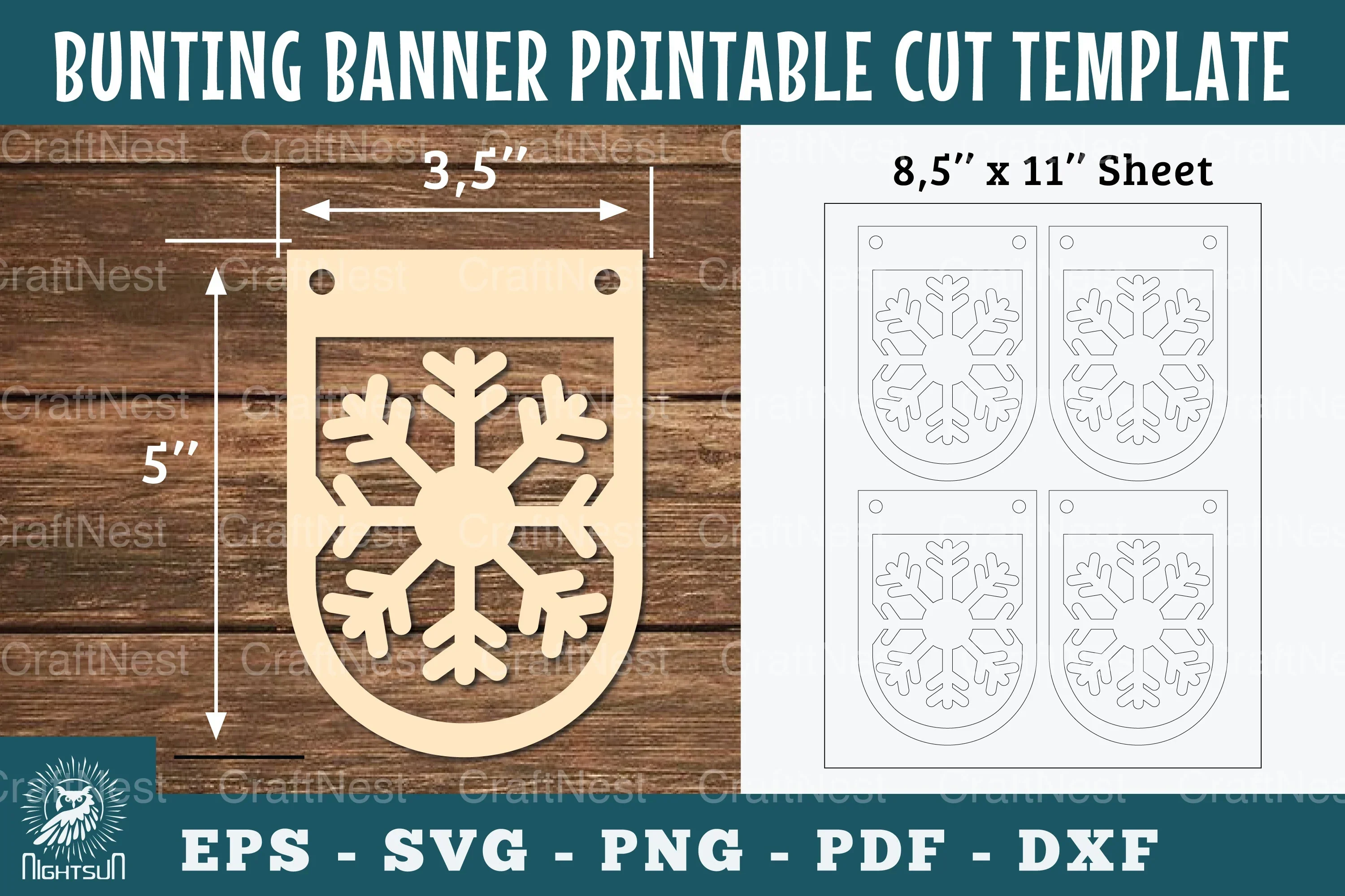 Snowflake Bunting Banner Printable - Clipart Bundle