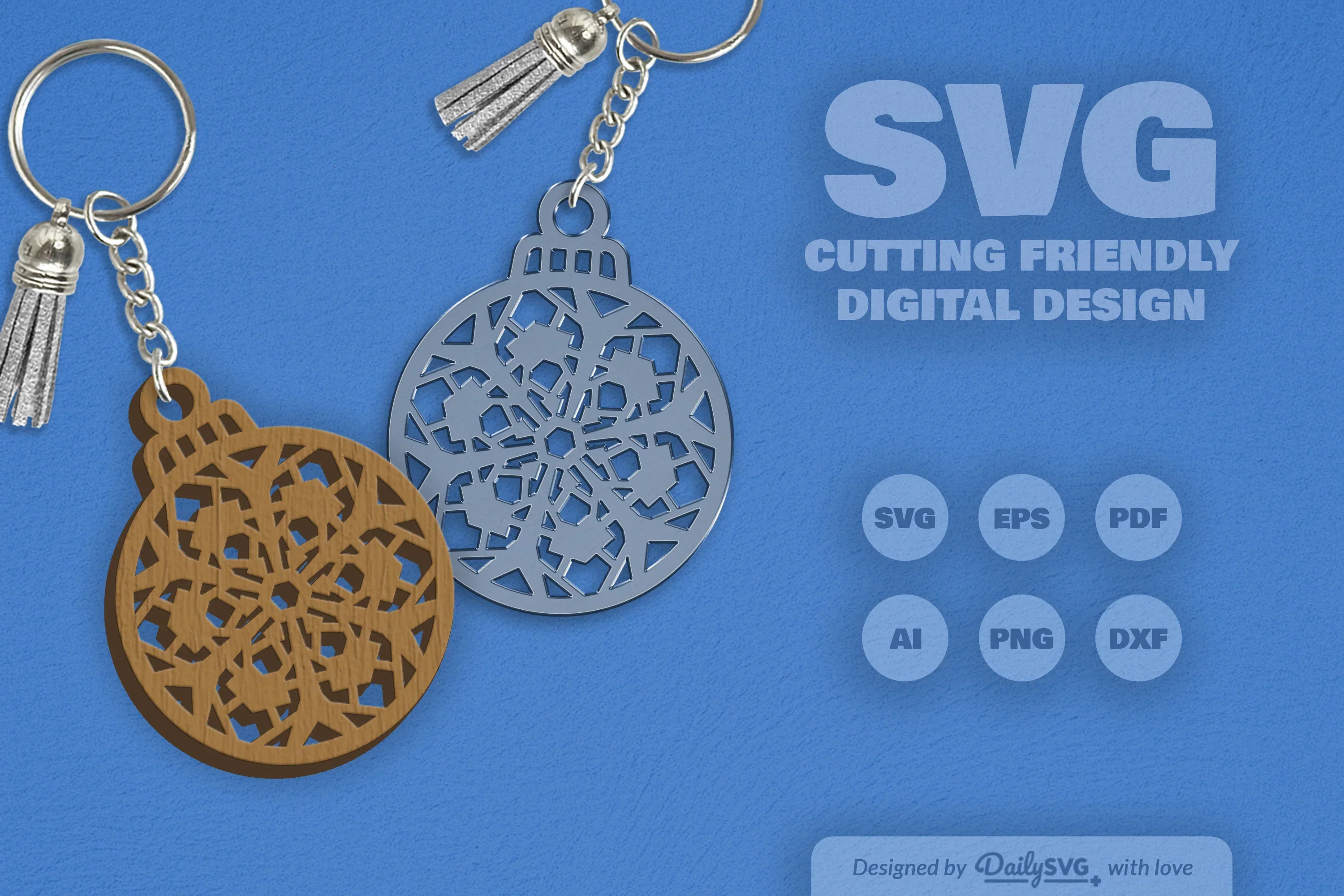 Snowflake Christmas Round Bauble SVG Bundle - Image 2