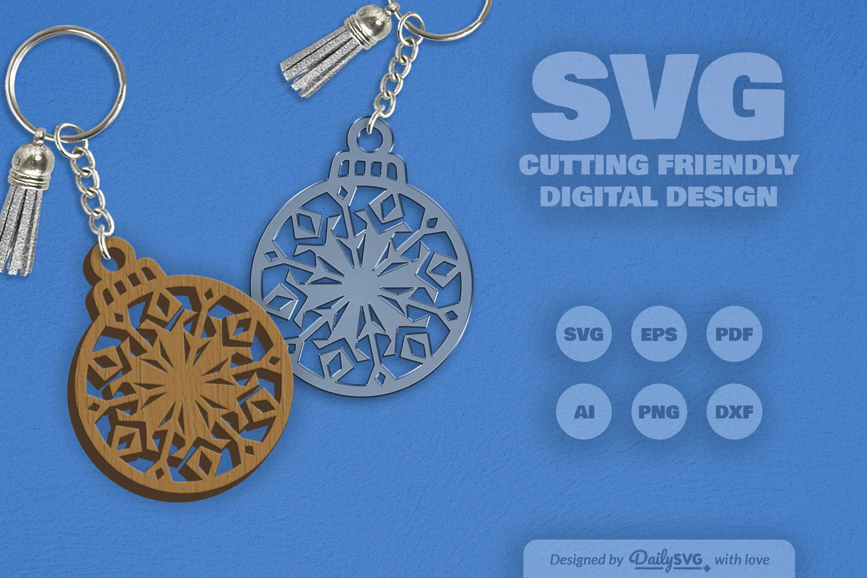 Snowflake Christmas Round Bauble SVG Bundle - Image 2