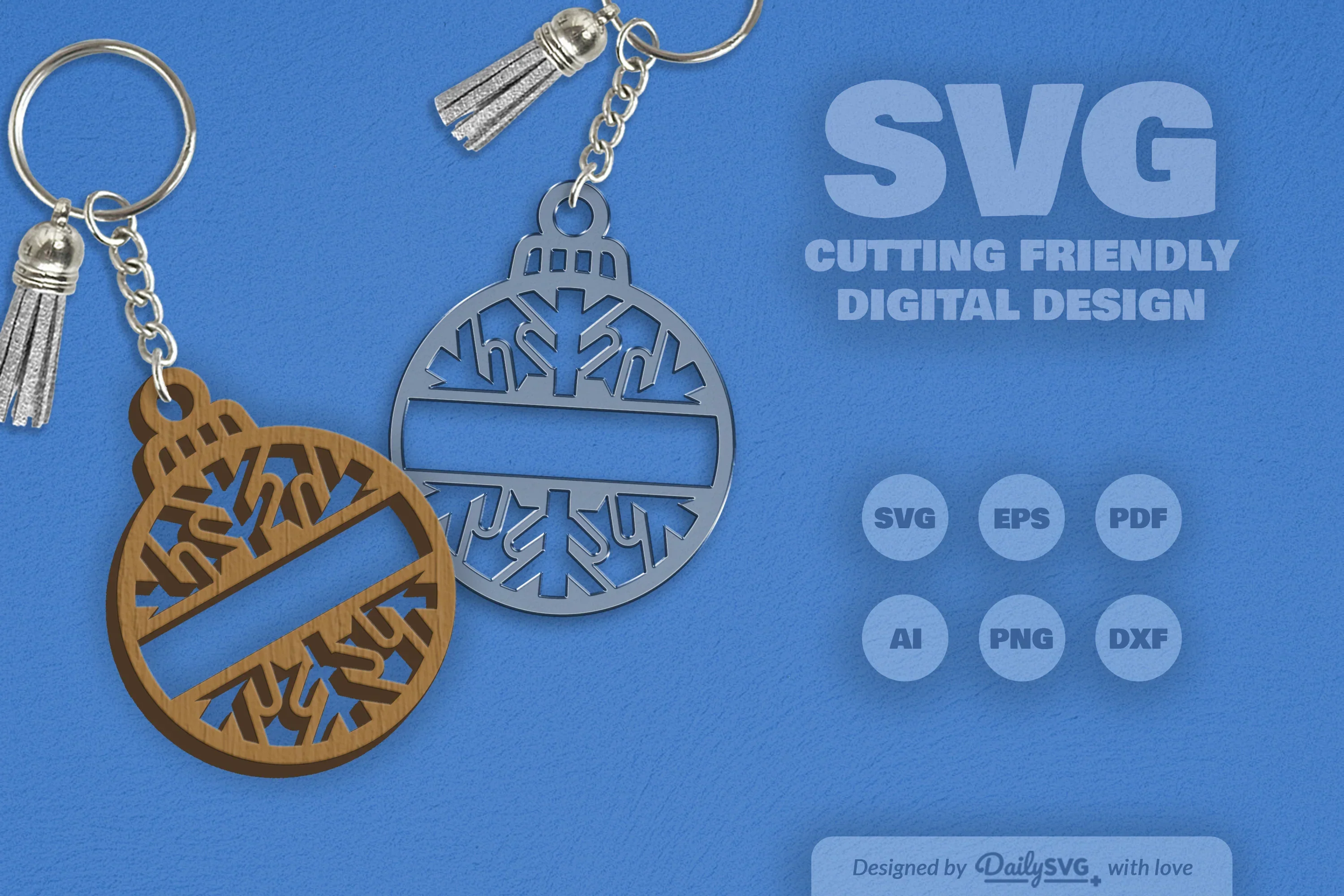 Snowflake Christmas Split Bauble SVG Bundle - Image 2