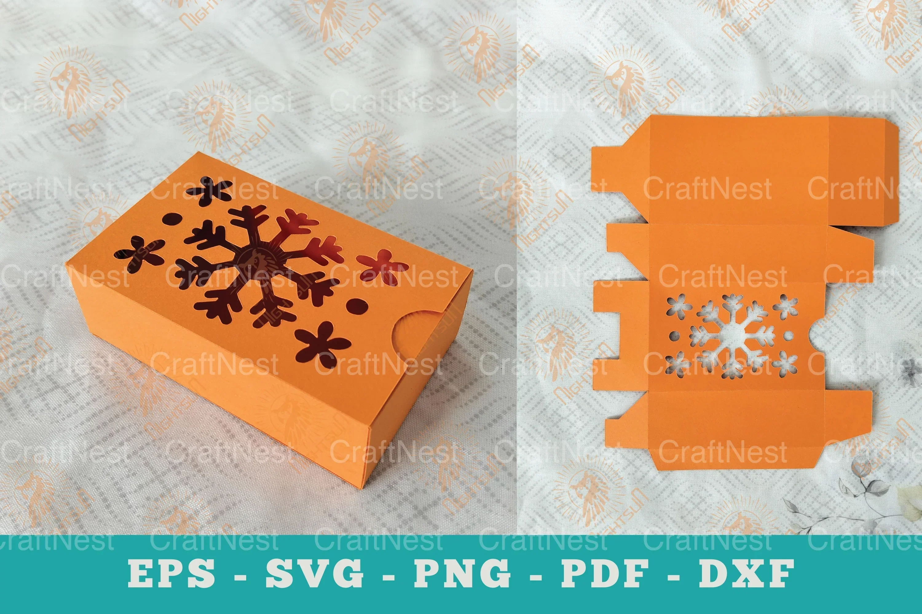 Snowflake Gift Box Papercut Craft Clipart Bundle