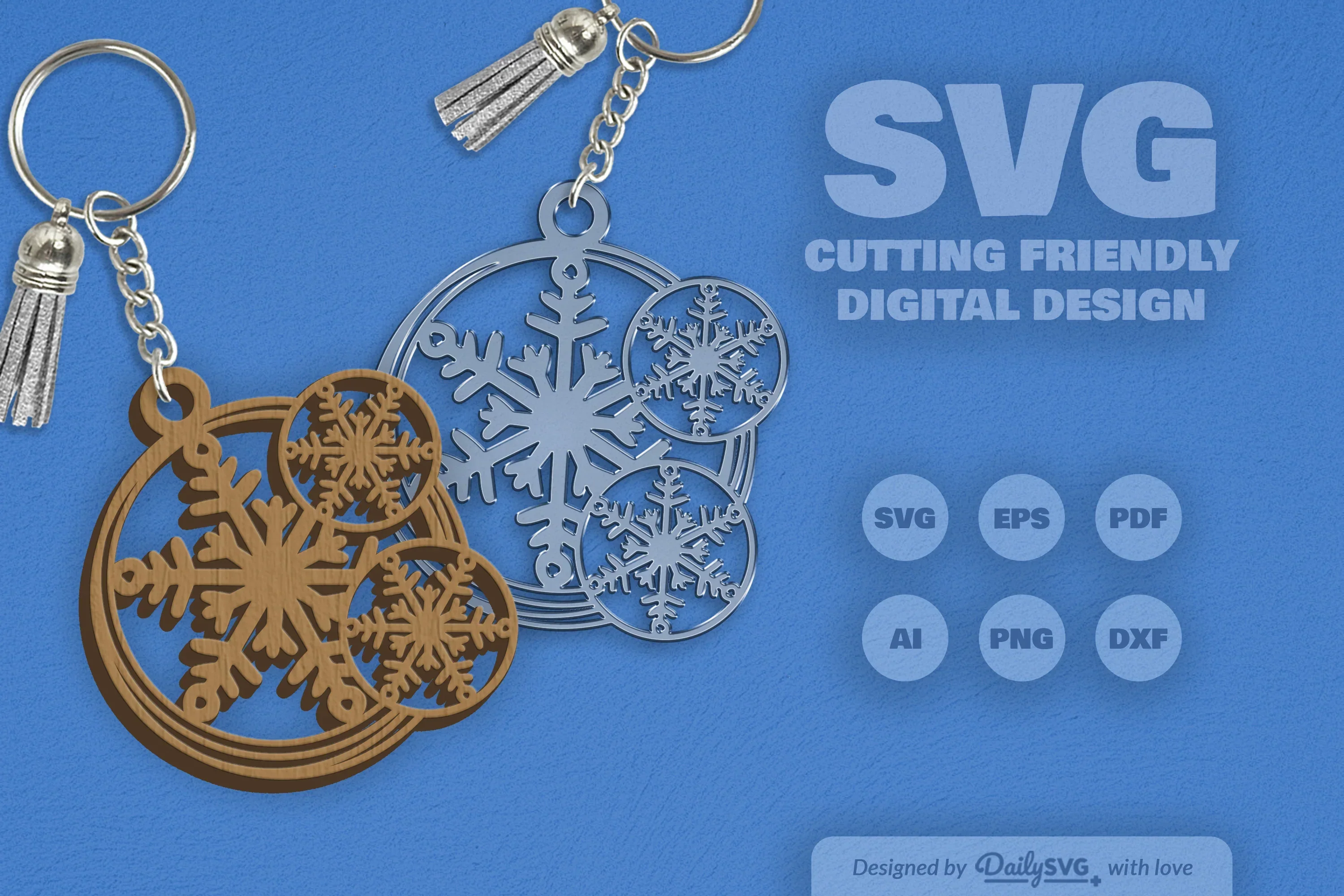 Snowflake Keychain Clipart - Daily SVG Bundle - Image 2
