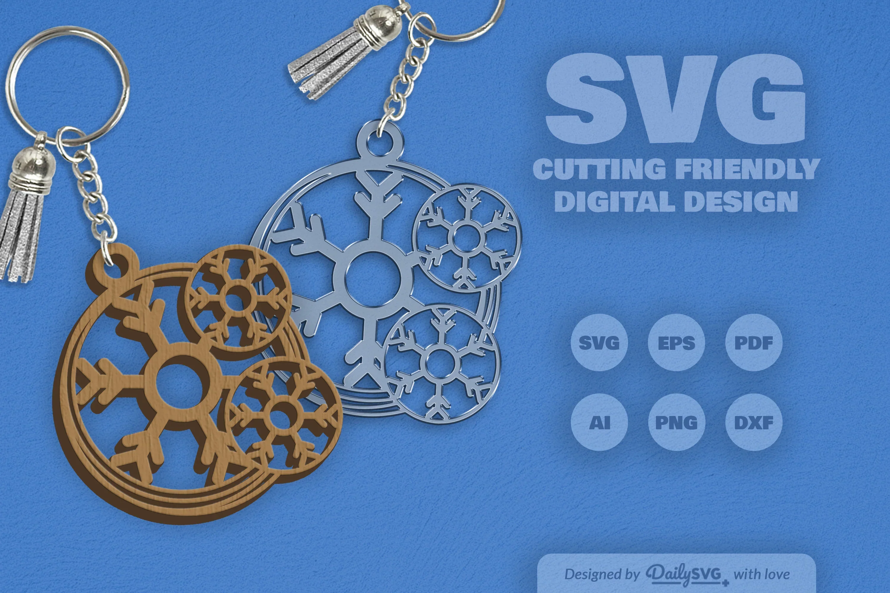 Snowflake Keychain Clipart - Daily SVG Bundle - Image 5
