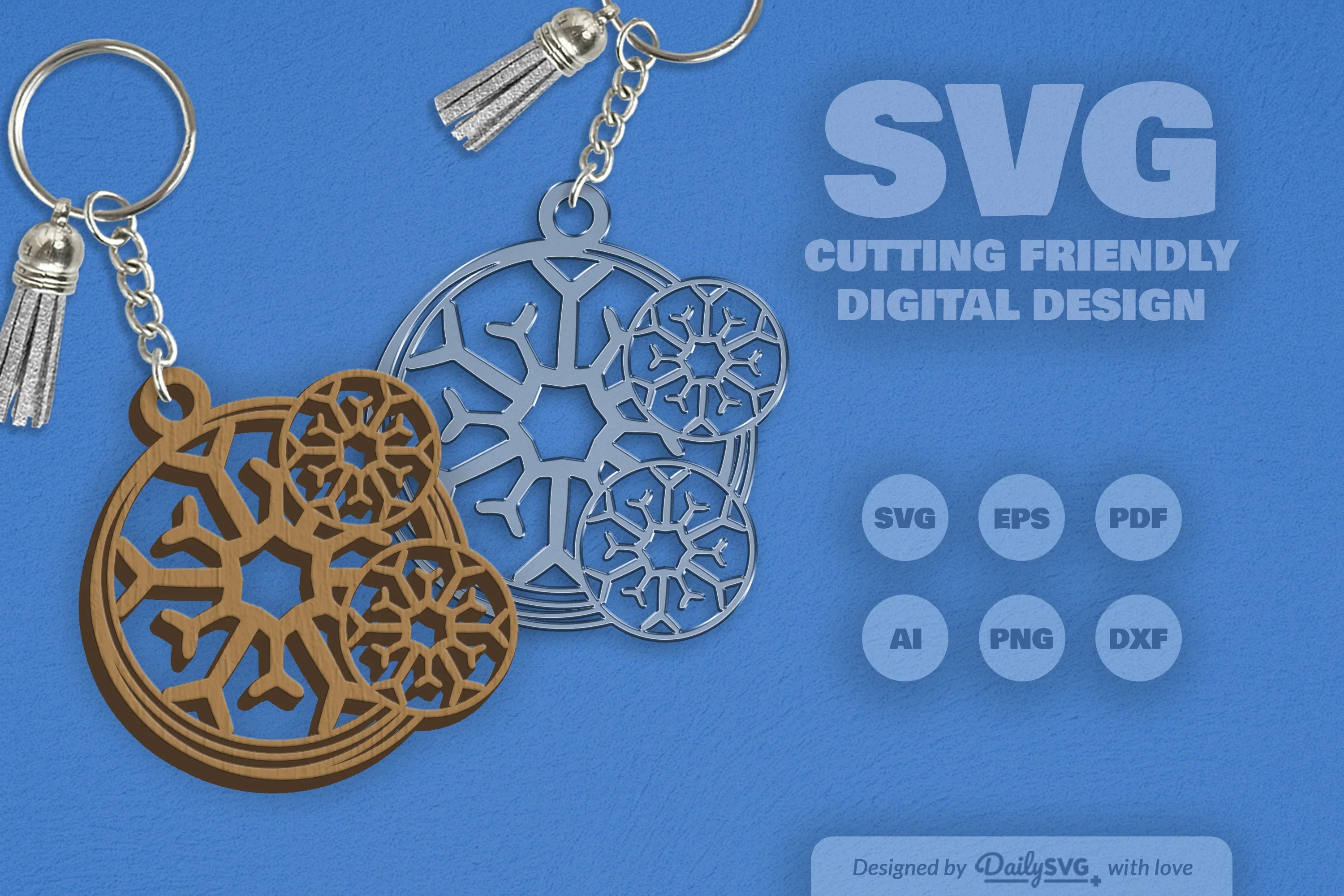 Snowflake Keychain Clipart - Daily SVG Bundle - Image 6