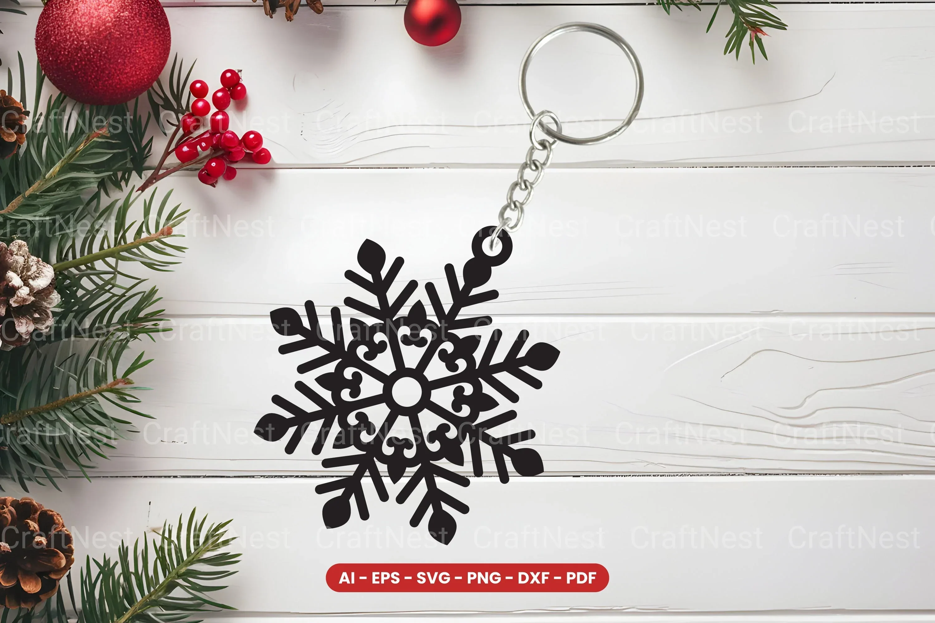 Snowflake Keychain Laser Cut SVG Bundle