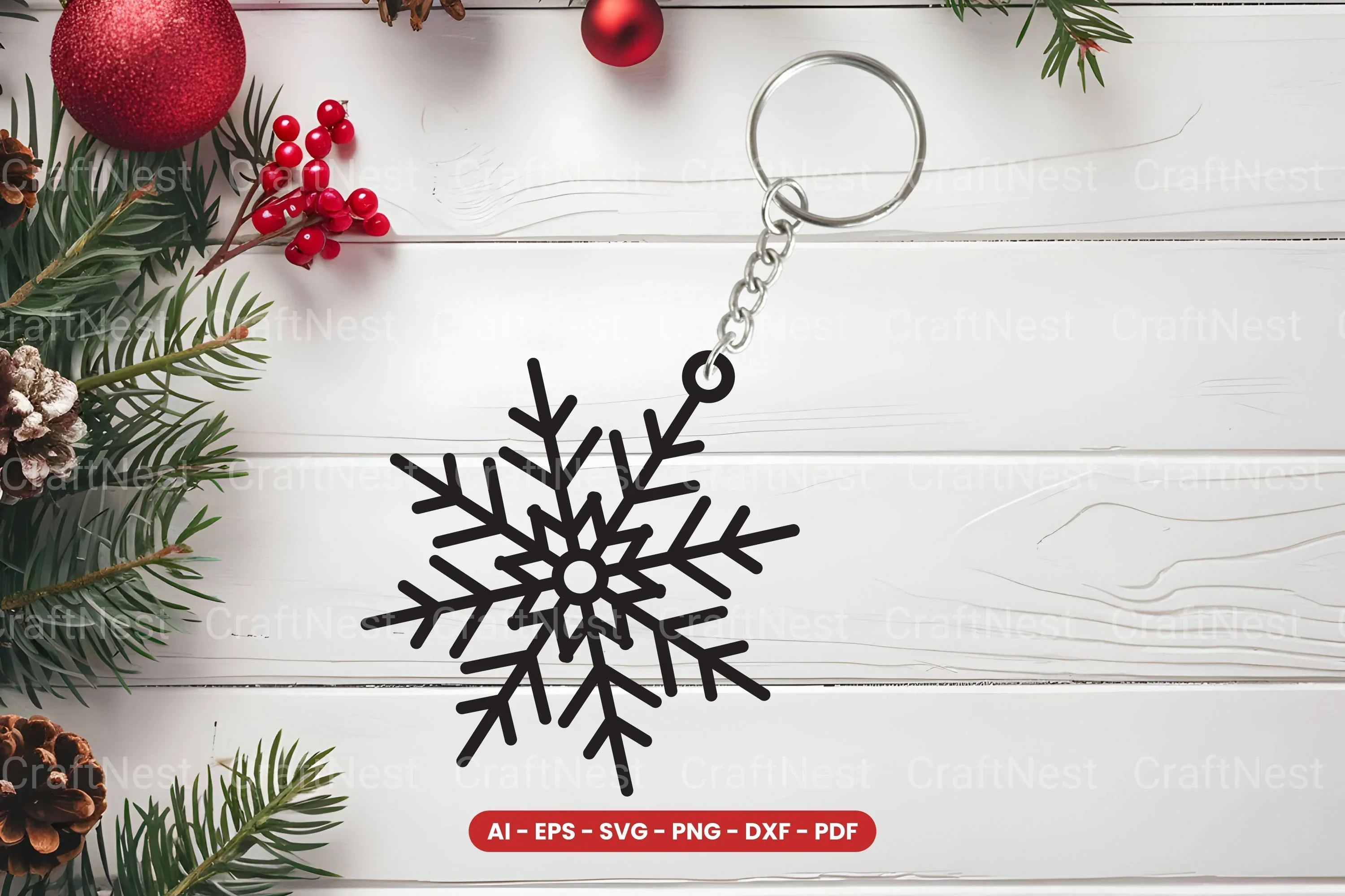Snowflake Keychain Laser Cut SVG Bundle