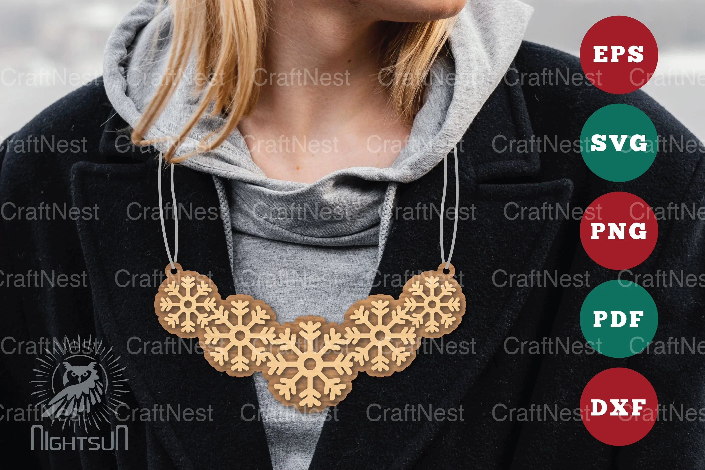 Snowflake Laser Cut Necklace SVG Bundle