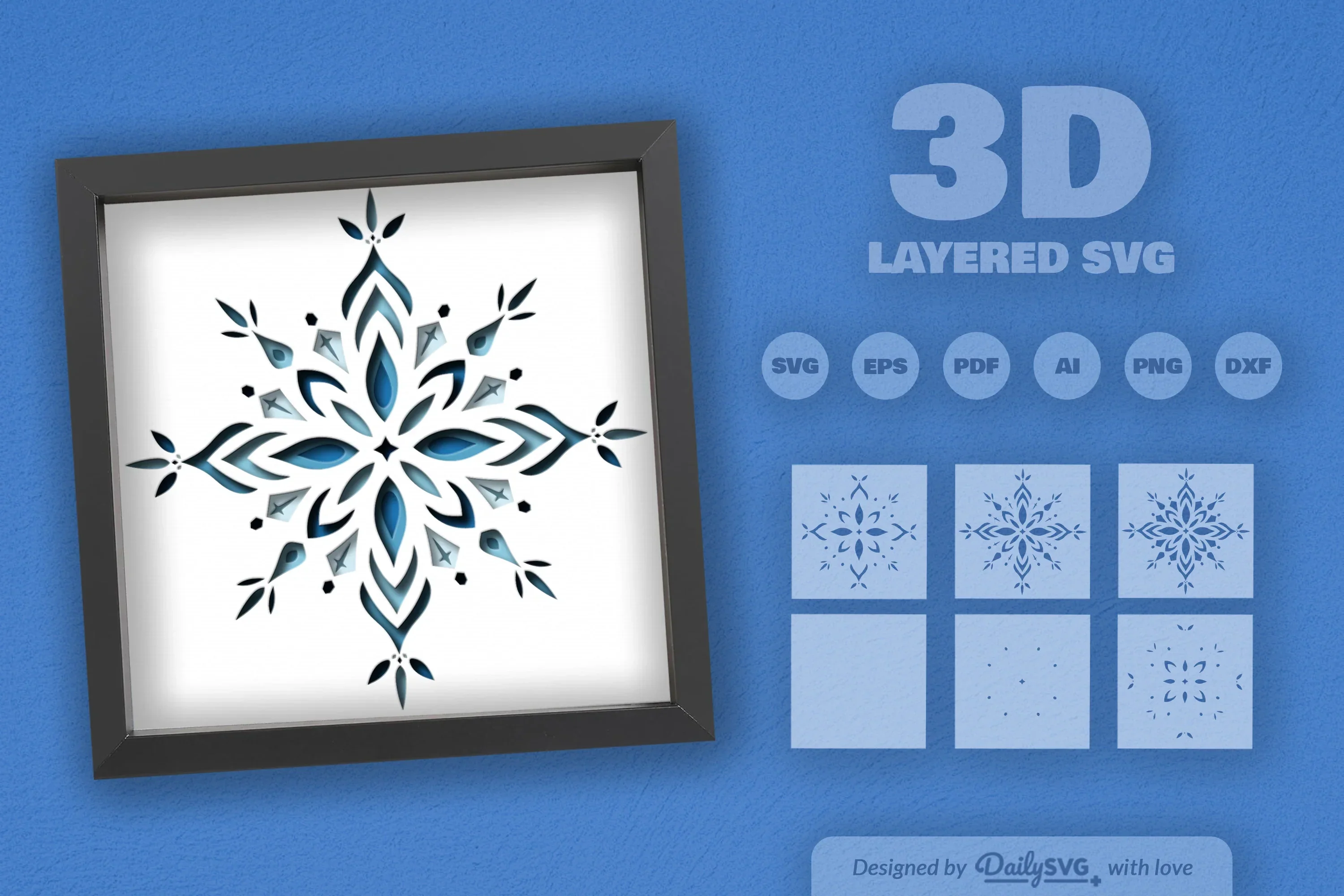 Snowflake Mandala Winter Papercut SVG Bundle - Image 2