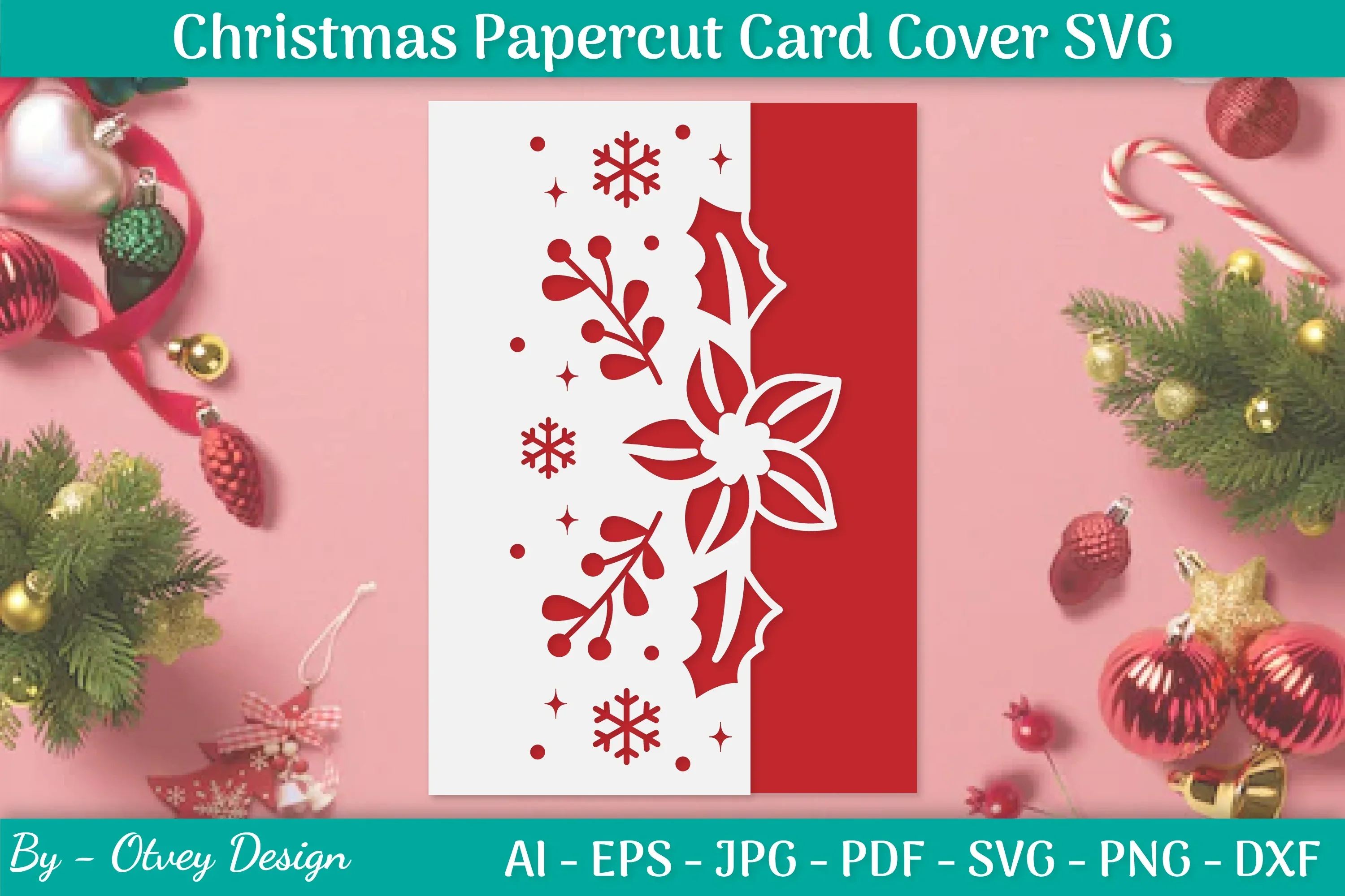 Snowflake Papercut Card Cover Template SVG Bundle