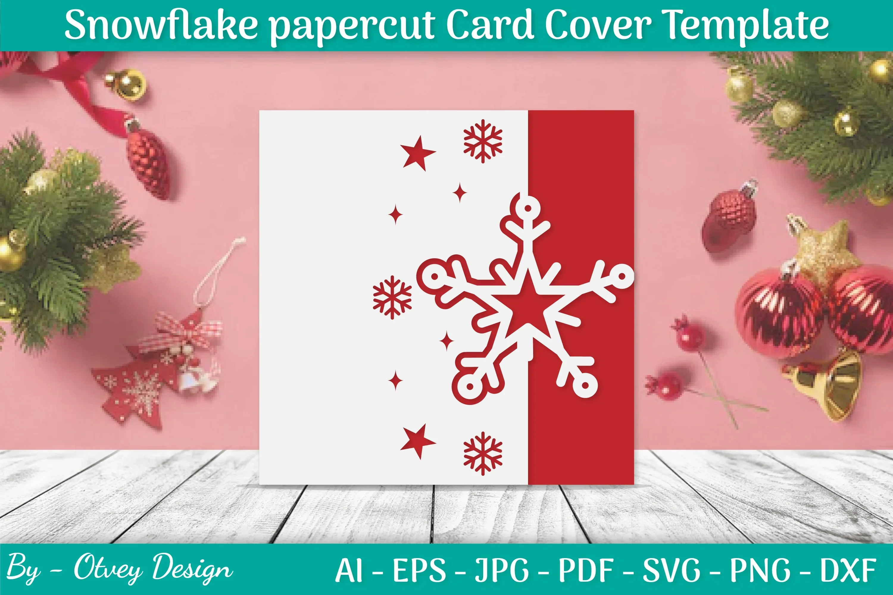 Snowflake Papercut Card Cover Template SVG Bundle