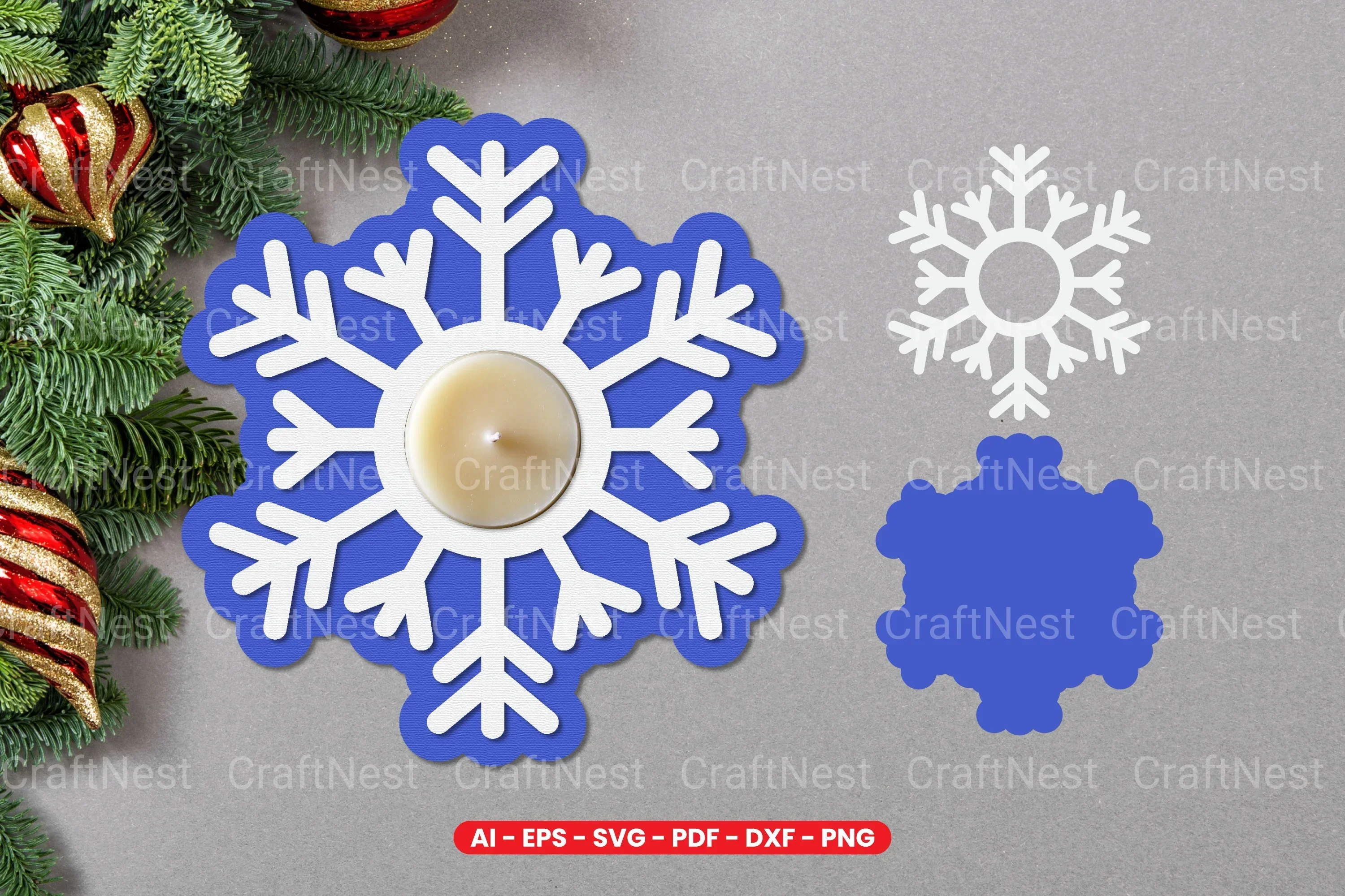 Snowflake Tealight Holder Laser Cut SVG Bundle
