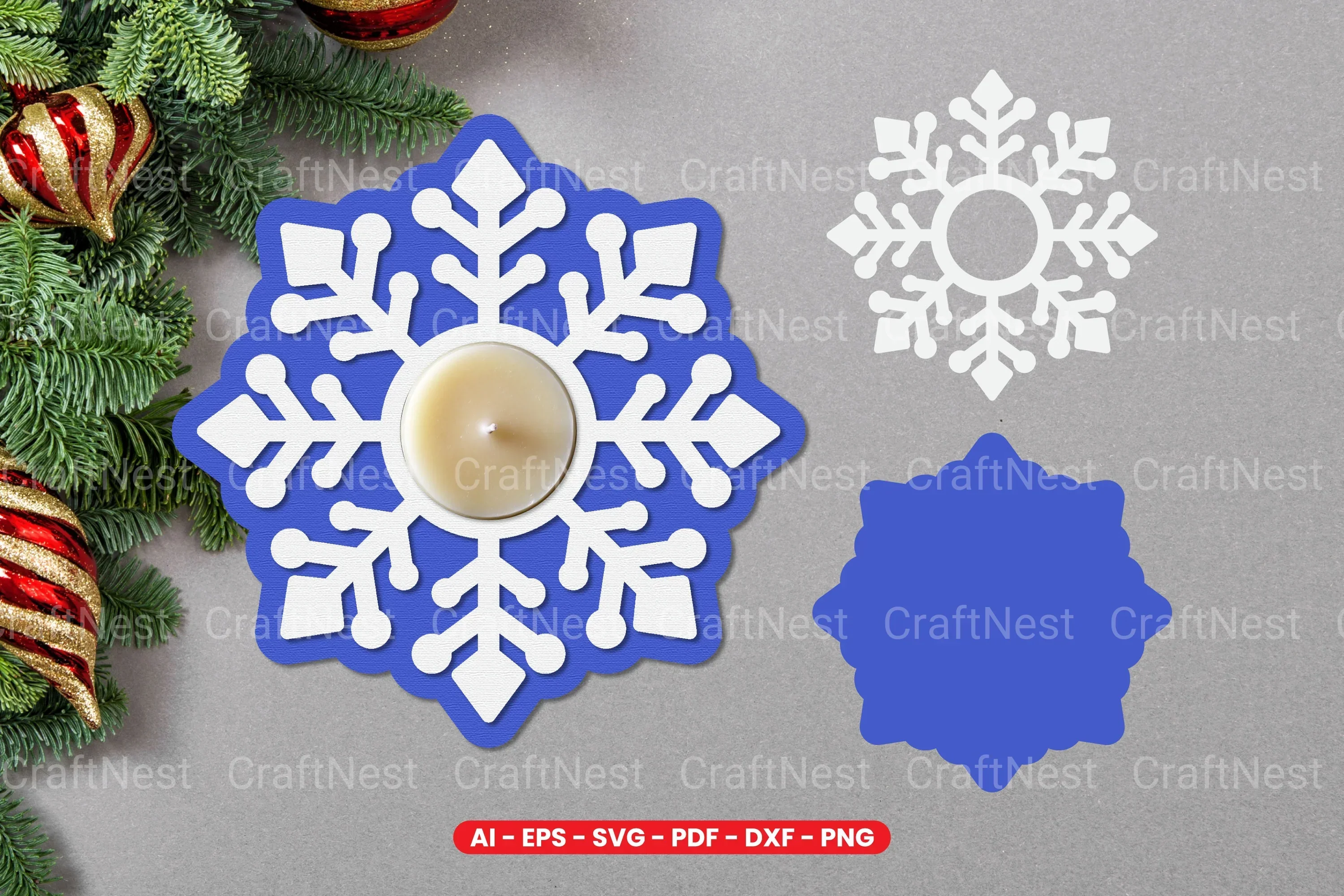 Snowflake Tealight Holder Laser Cut SVG Bundle