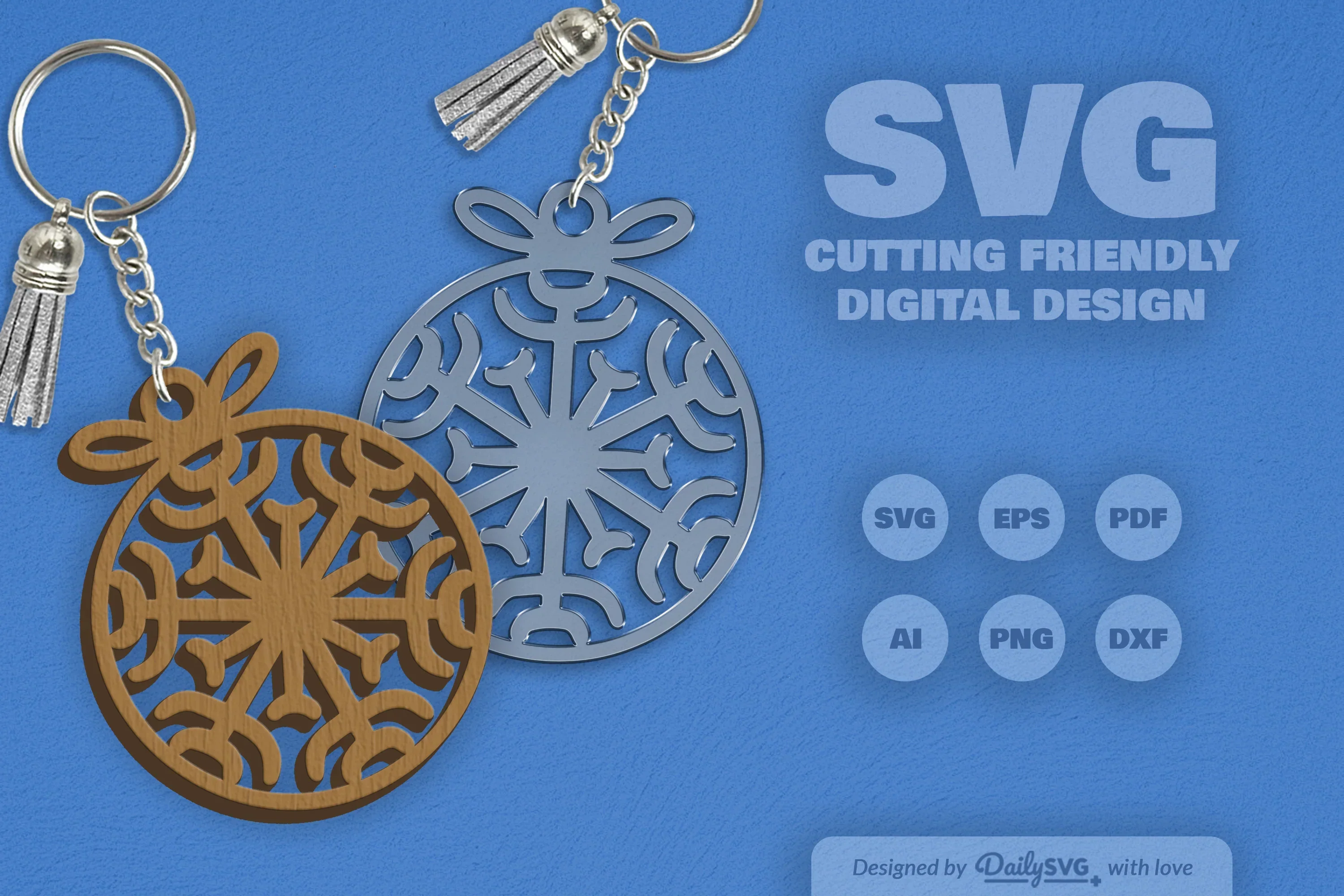 Snowflakes Round Bauble SVG Bundle - Image 2
