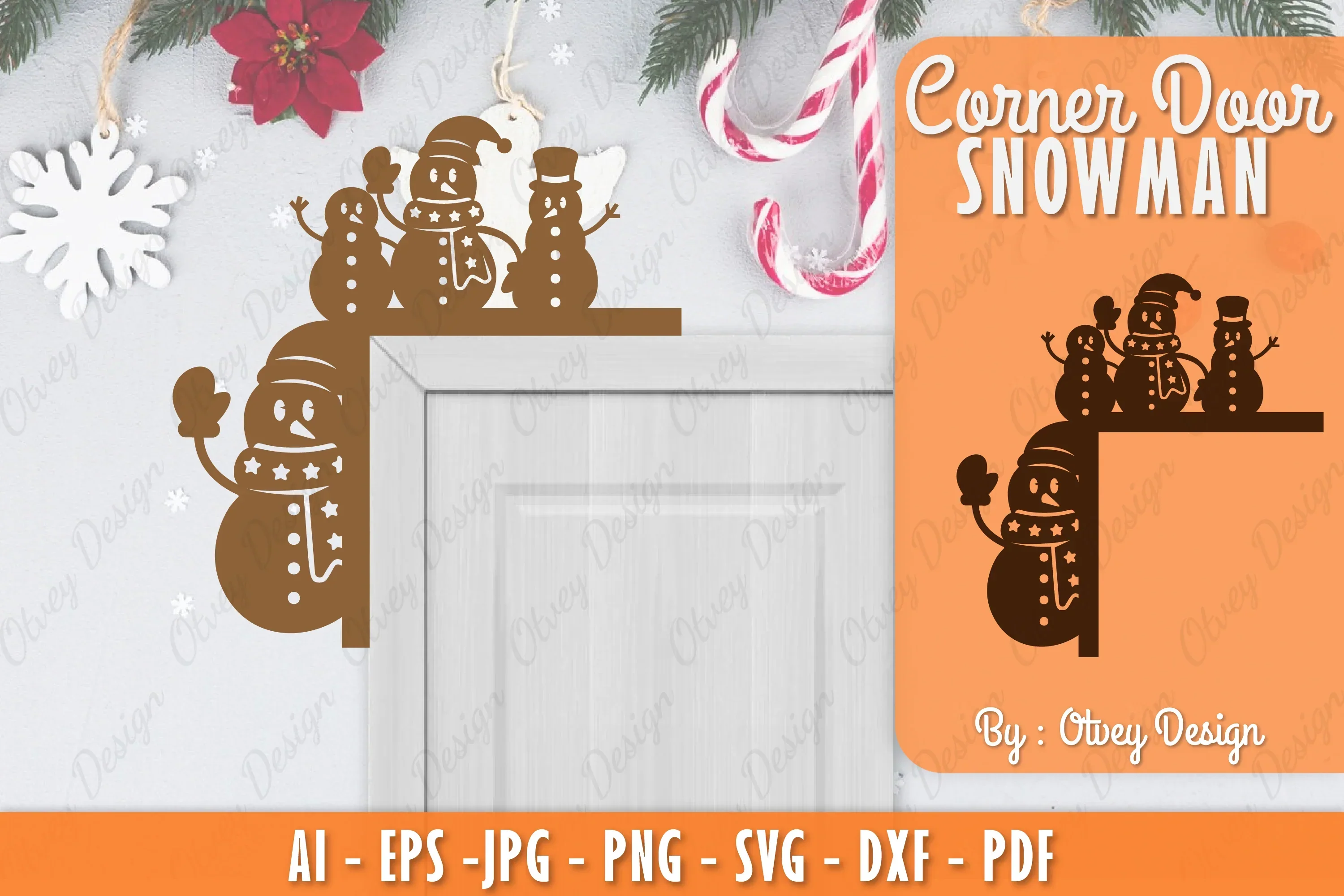 Snowman Door Corner Lasercut SVG Bundle