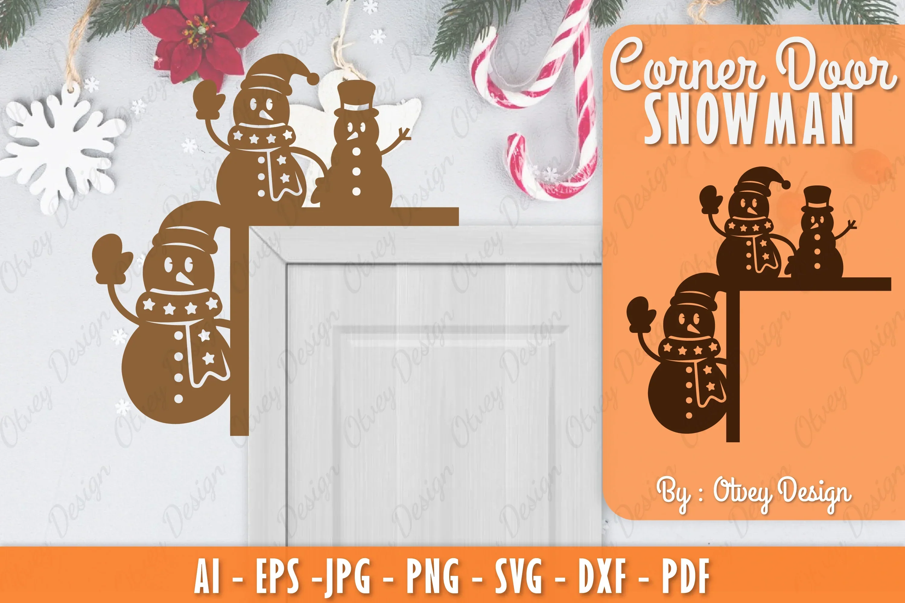 Snowman Door Corner Lasercut SVG Bundle