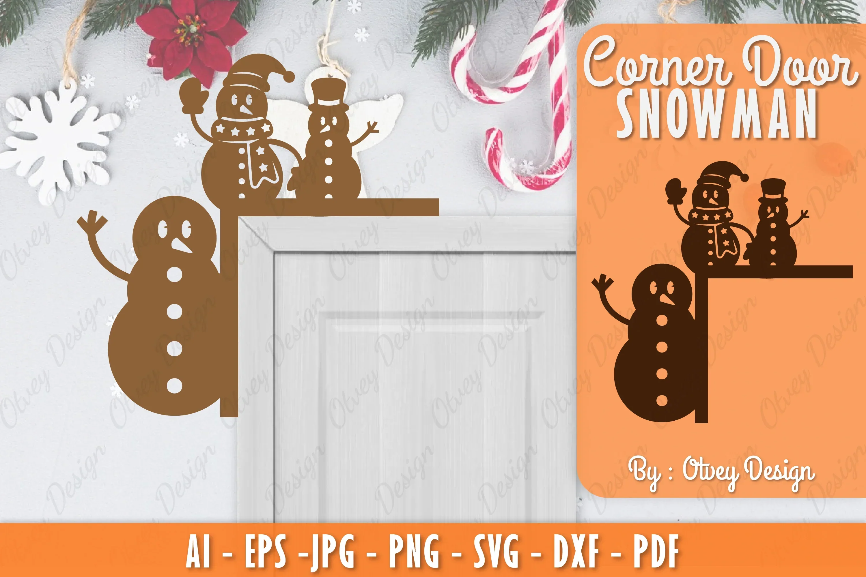 Snowman Door Corner Lasercut SVG Bundle