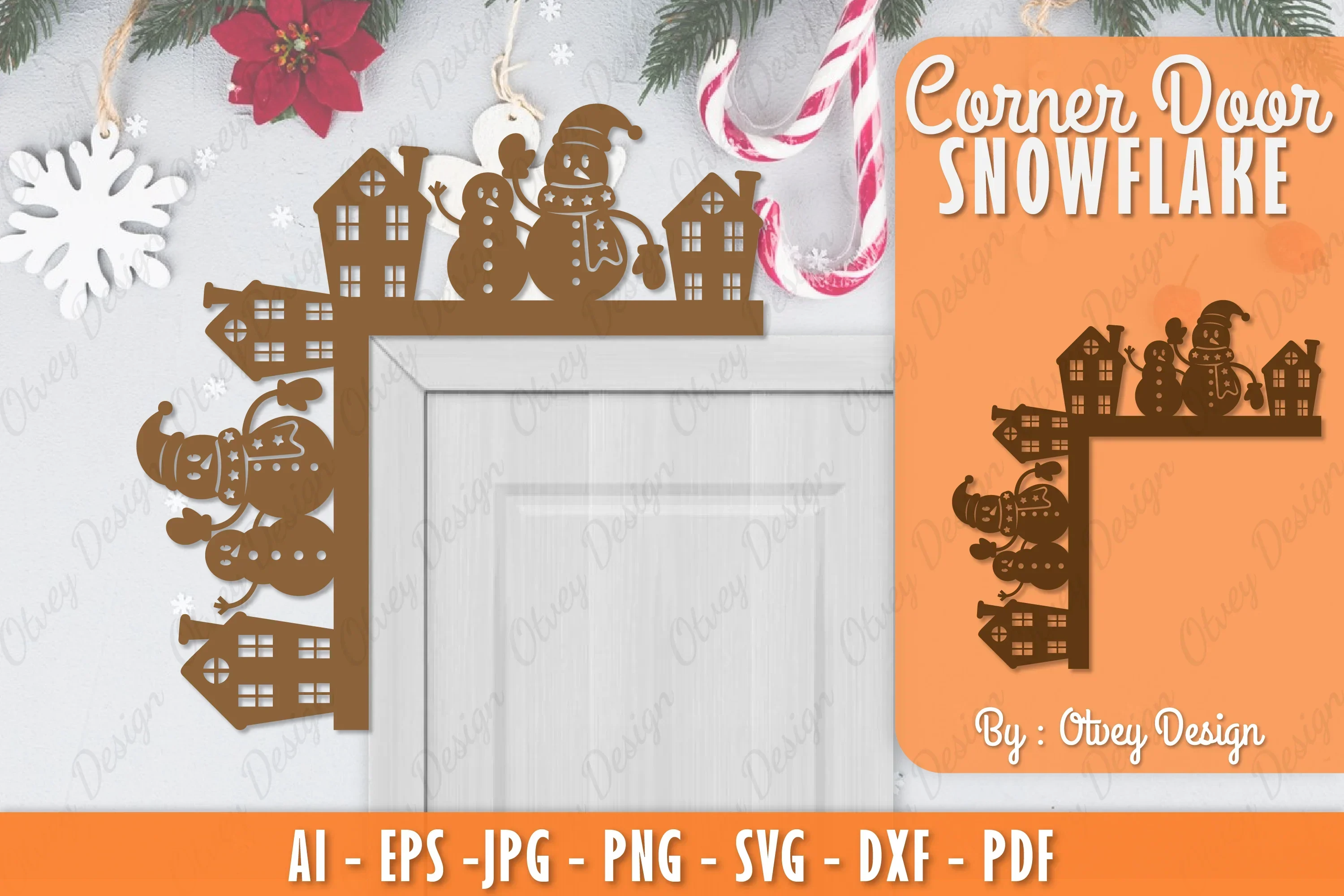 Snowman Door Corner Lasercut SVG Bundle
