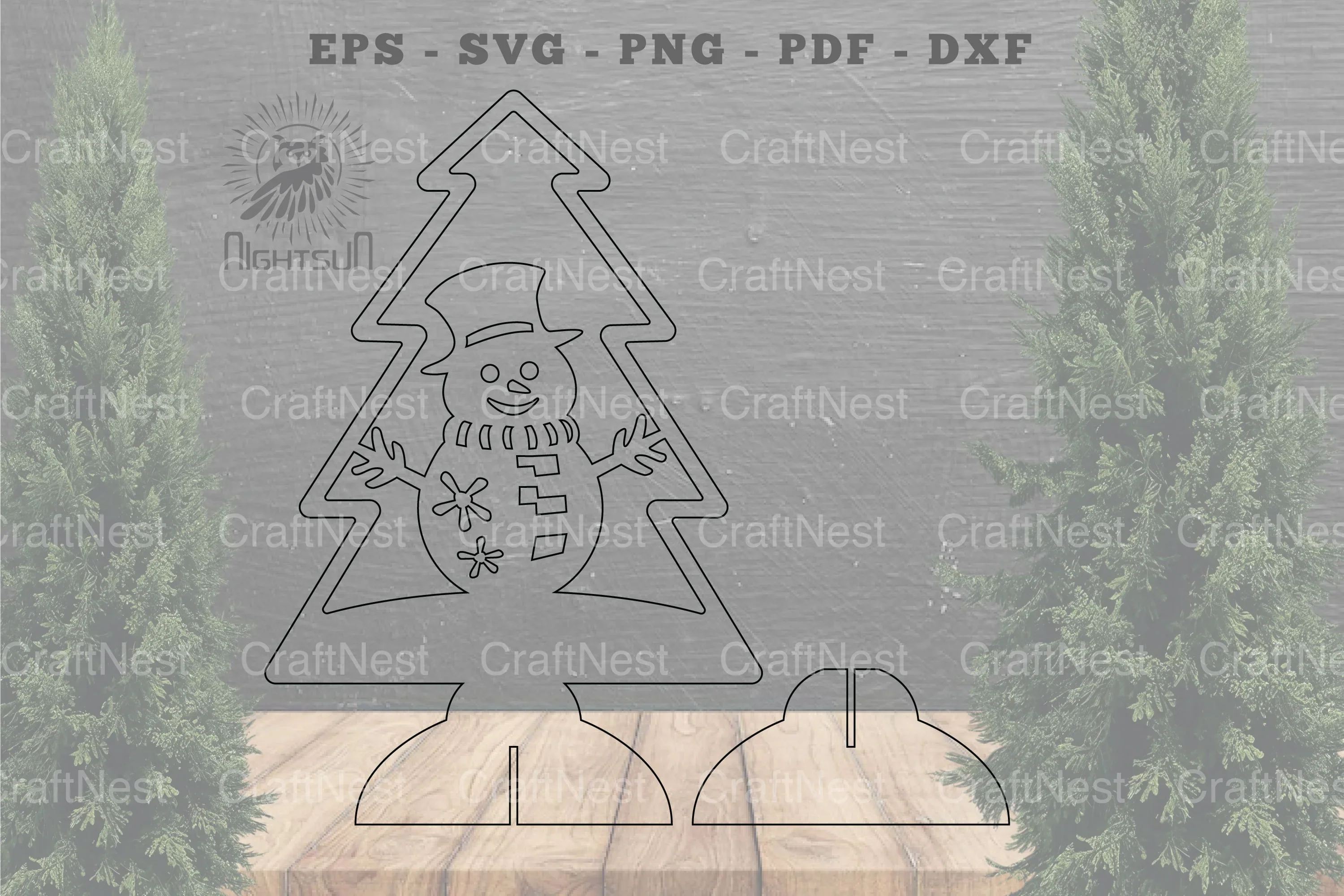 Snowman in Tree Laser Cut Home Decor Clipart Bundle - Image 2