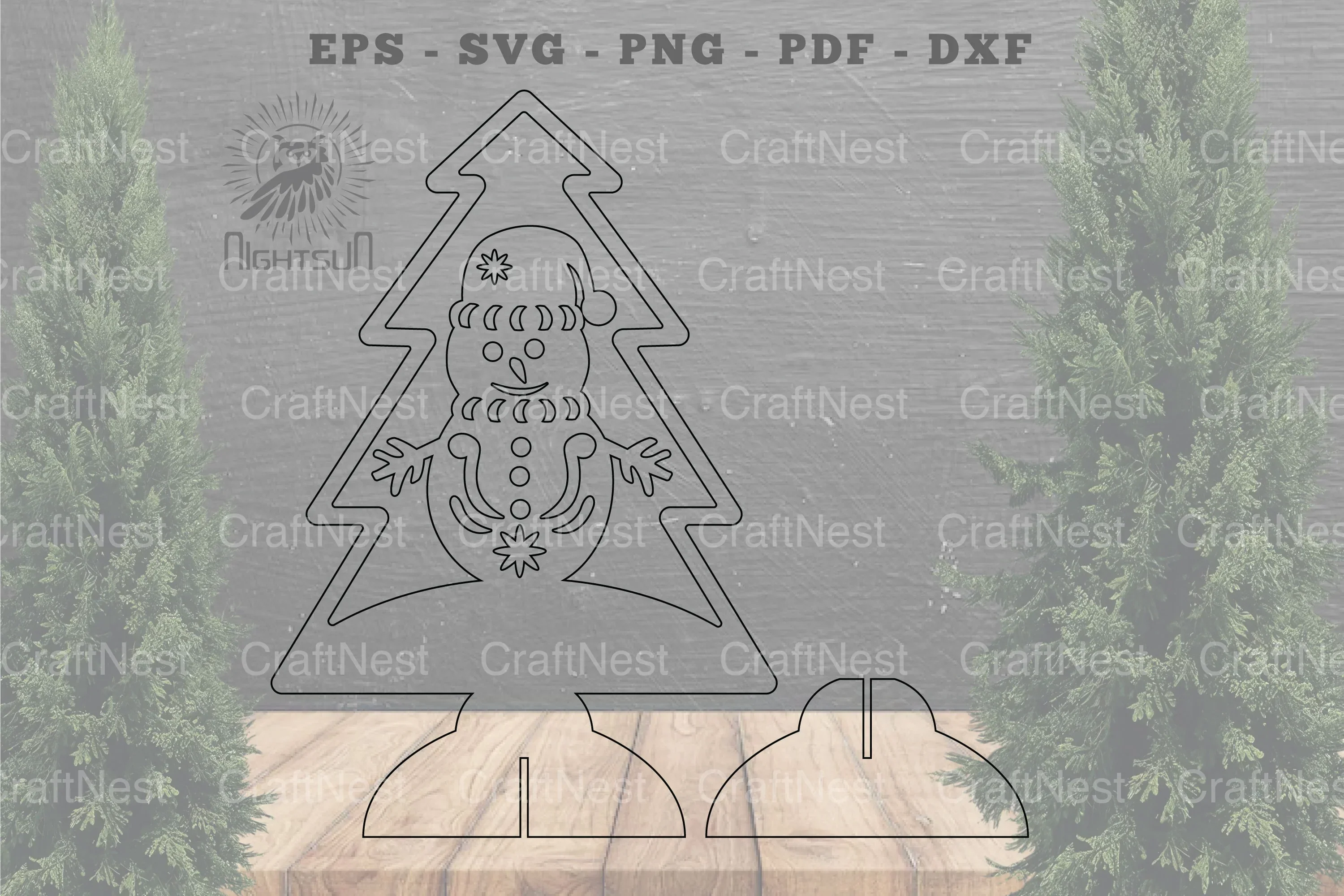 Snowman in Tree Laser Cut Home Decor Clipart Bundle - Image 2