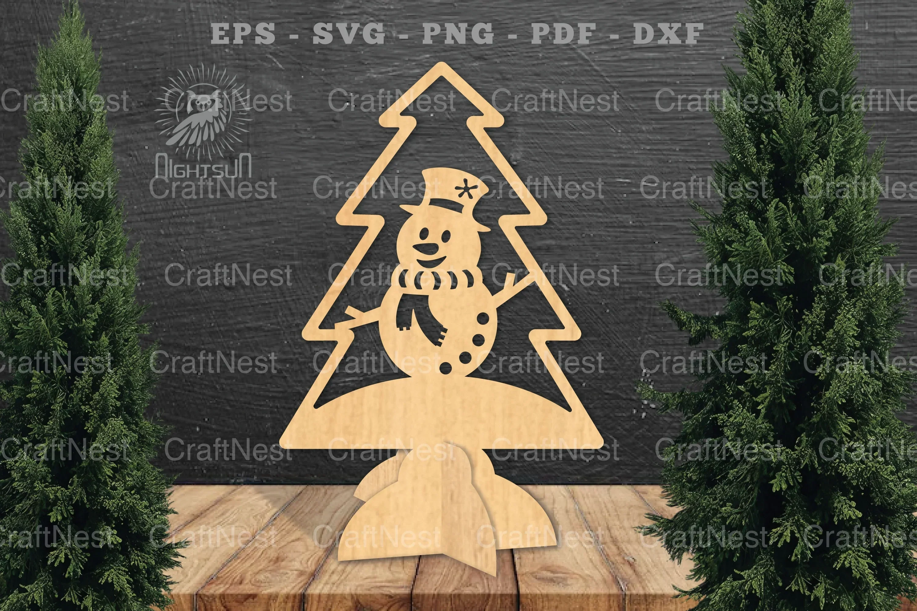 Snowman in Tree Laser Cut Home Decor Clipart Bundle