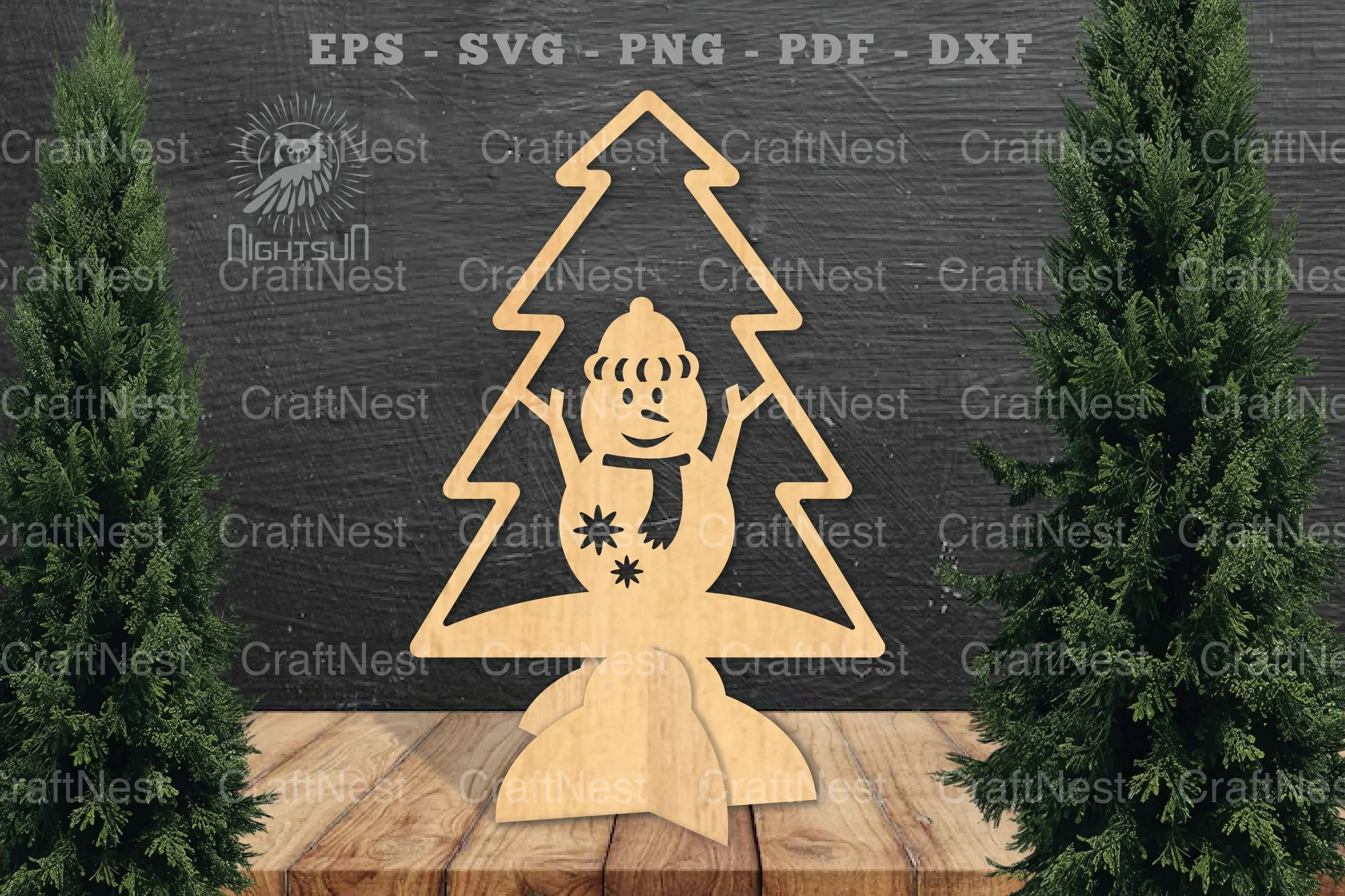 Snowman in Tree Laser Cut Home Decor Clipart Bundle