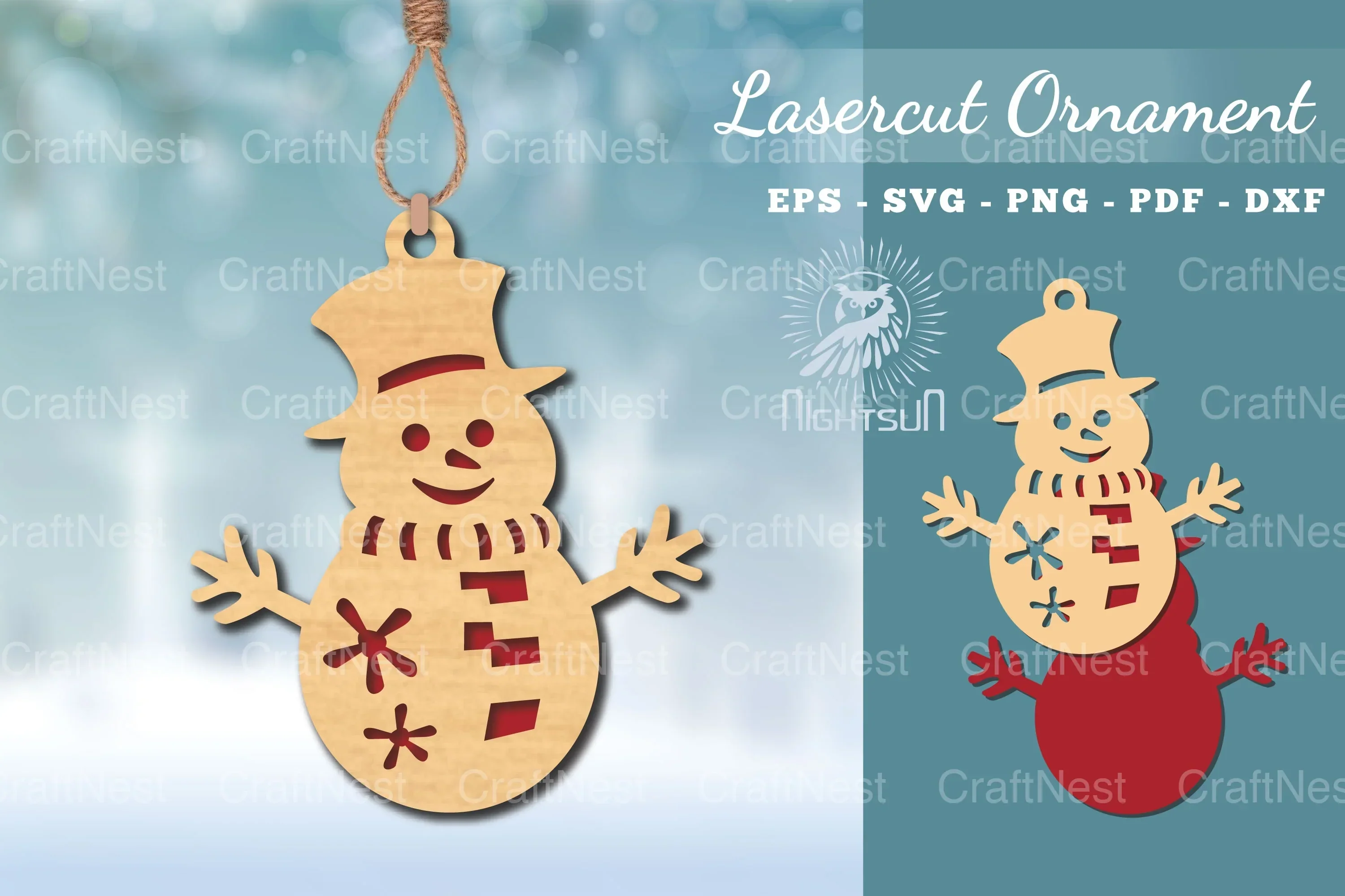 Snowman Laser Cut Ornament SVG Bundle