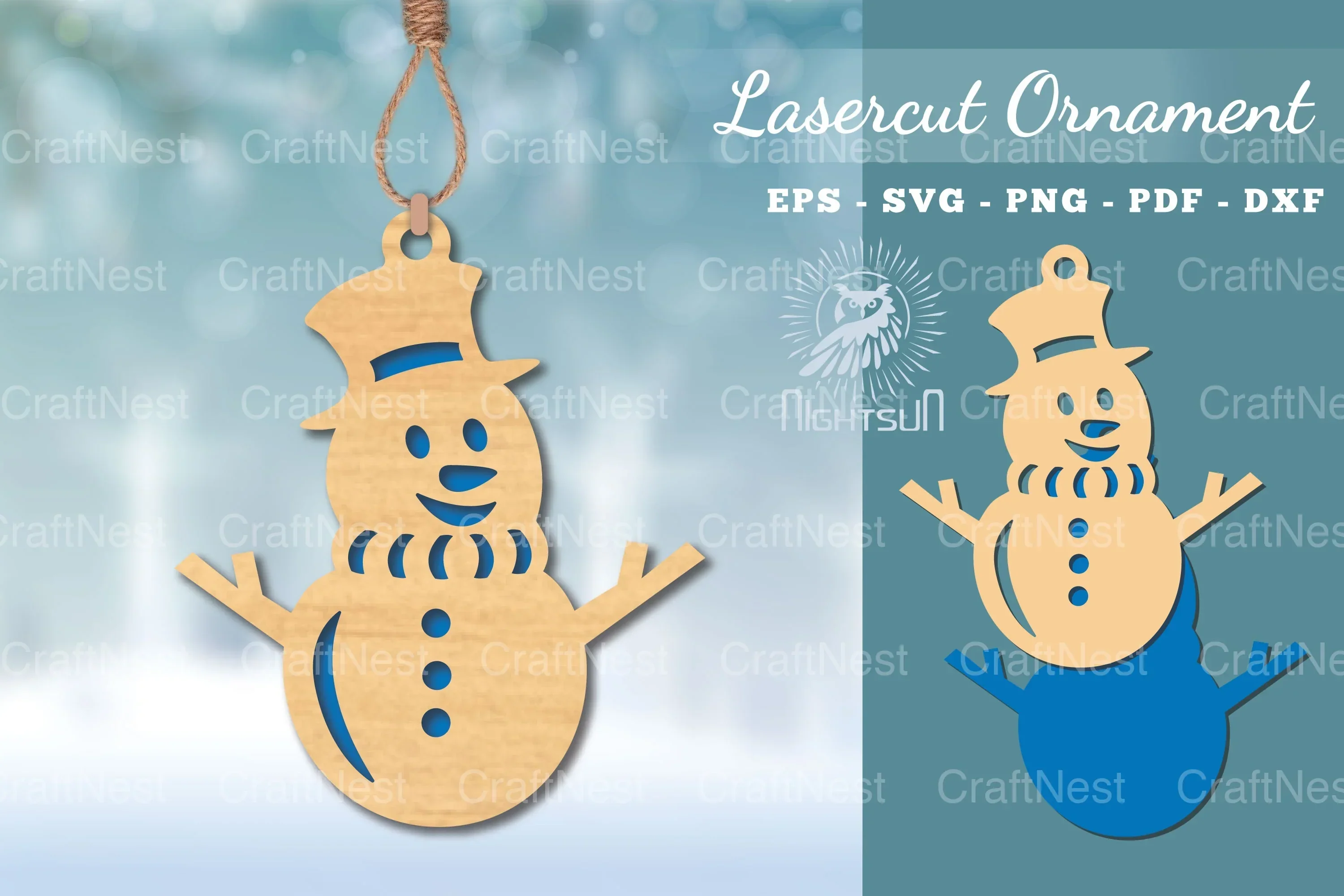 Snowman Laser Cut Ornament SVG Bundle