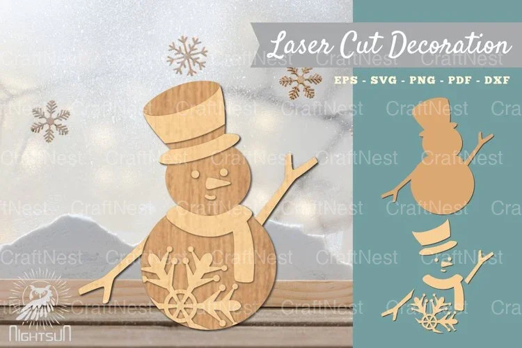 Snowman Lasercut Decoration Clipart Bundle