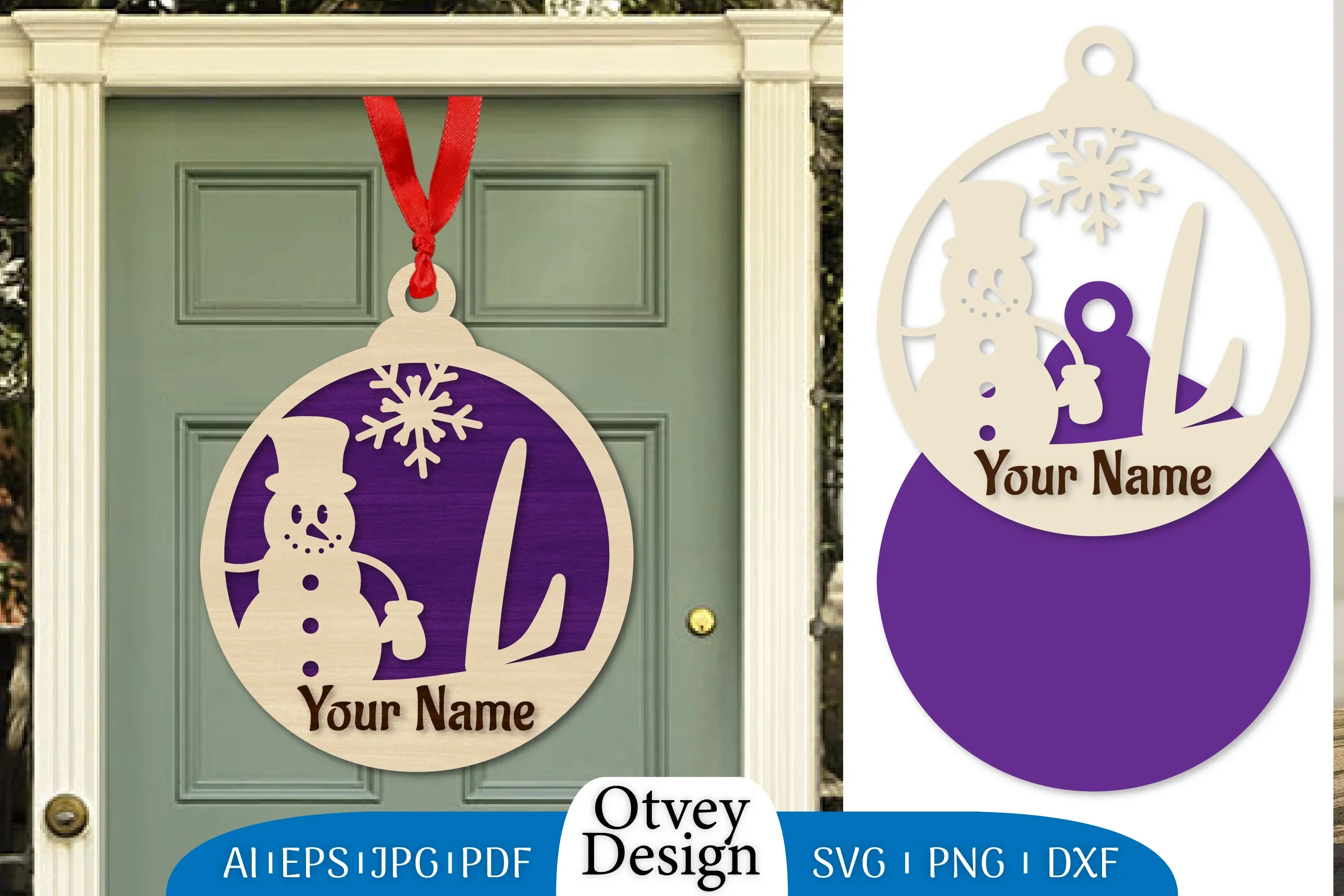 Snowman Name Christmas Ball SVG Bundle