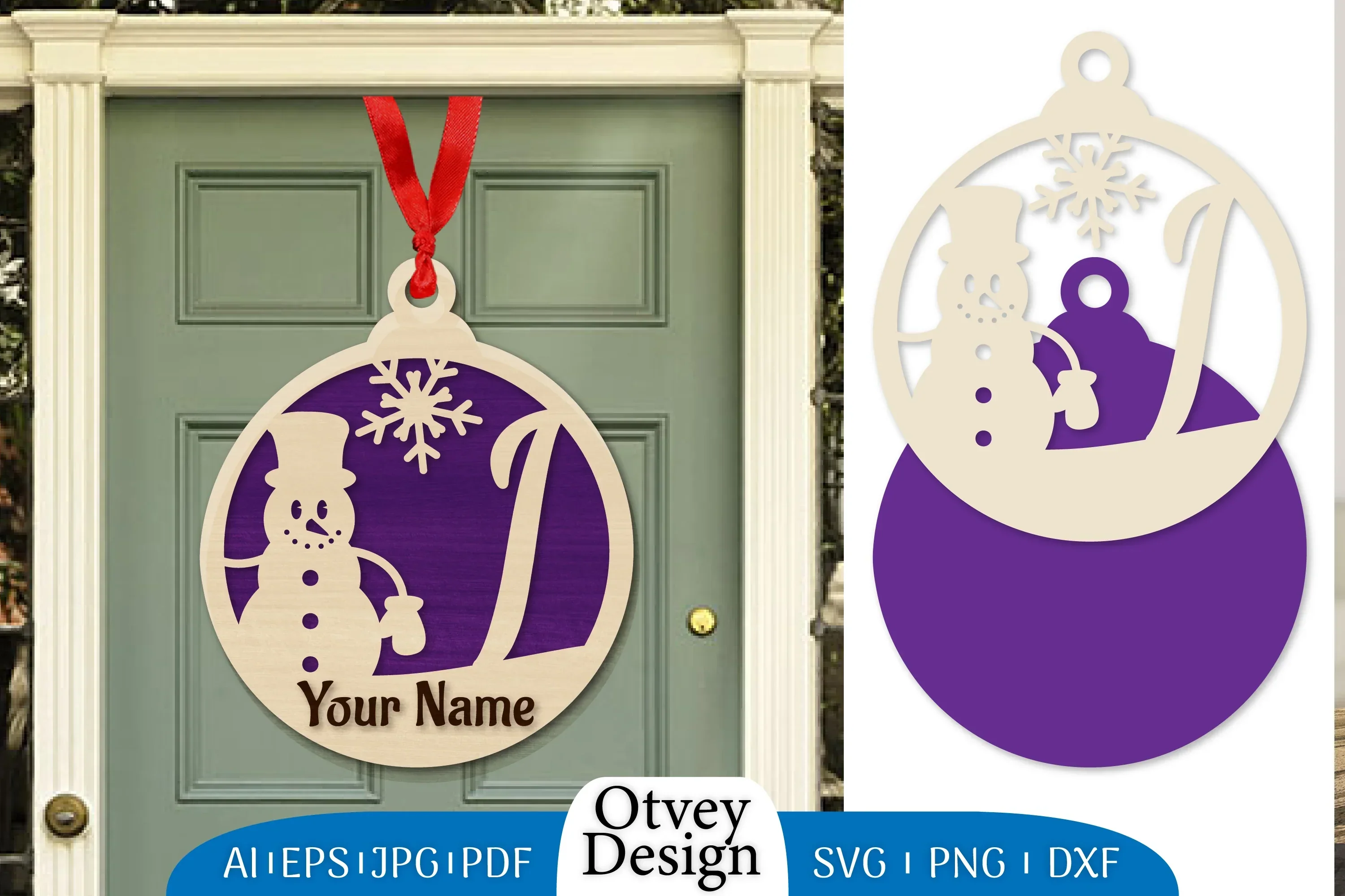 Snowman Name Laser Cut Files Christmas Ball SVG Bundle