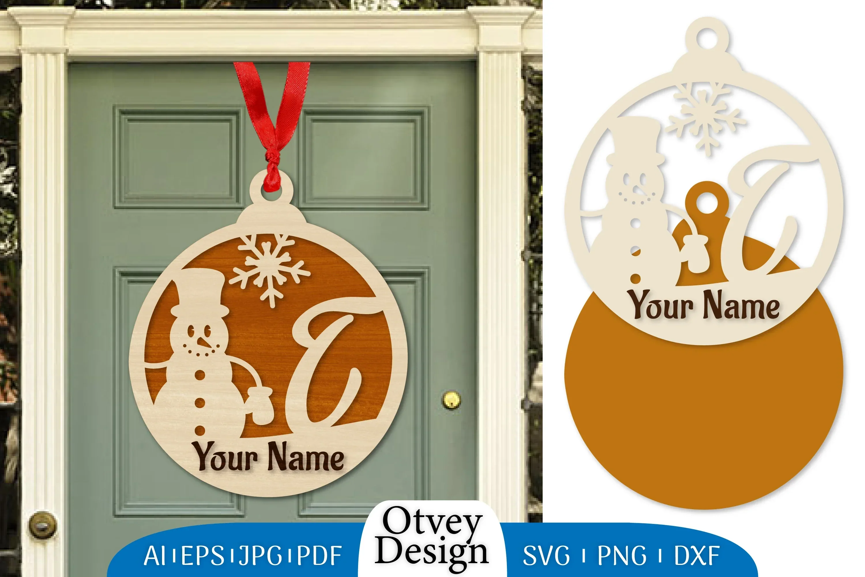 Snowman Name Laser Cut Files Christmas Ball SVG Bundle