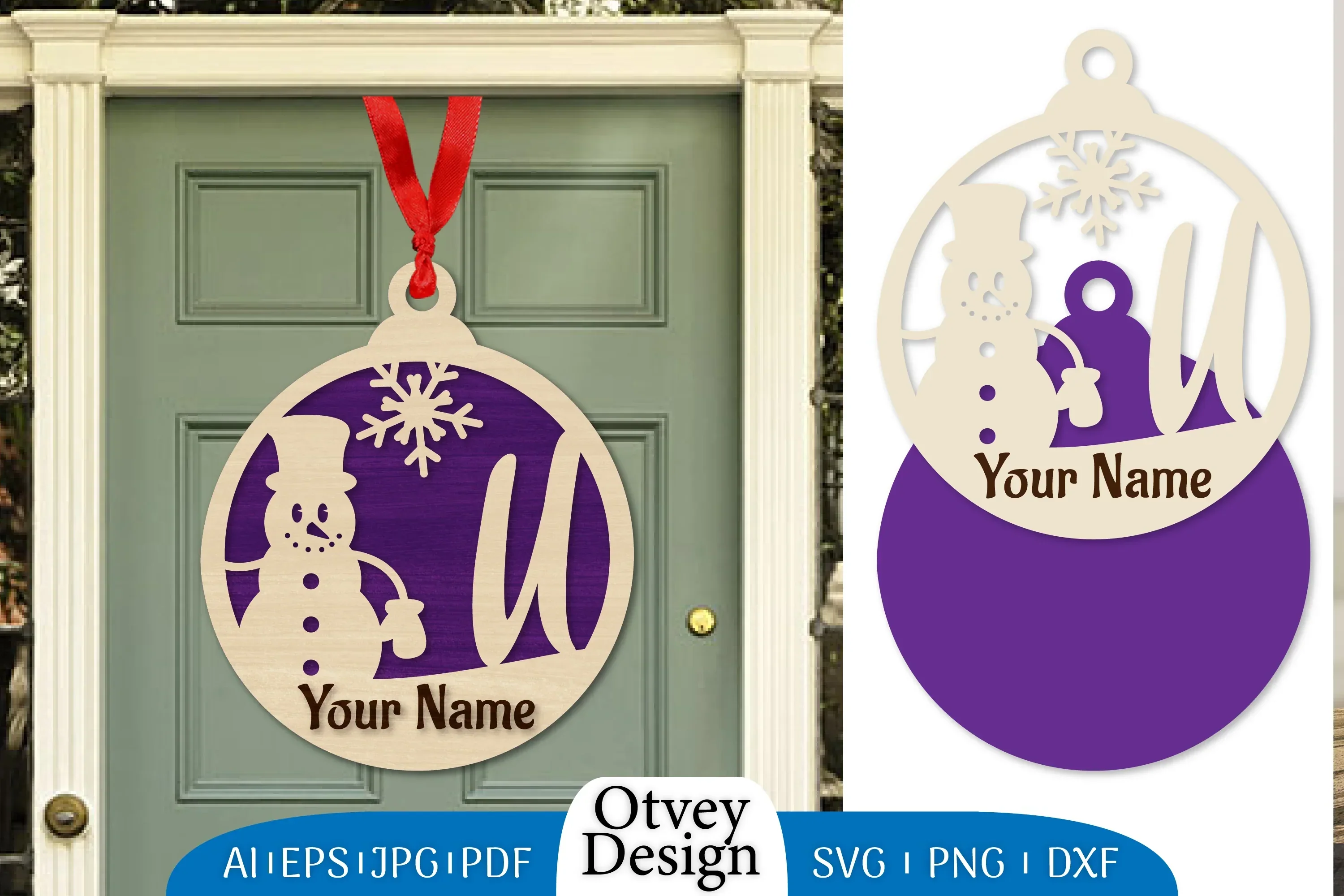 Snowman Name Laser Cut Files Christmas Ball SVG Bundle