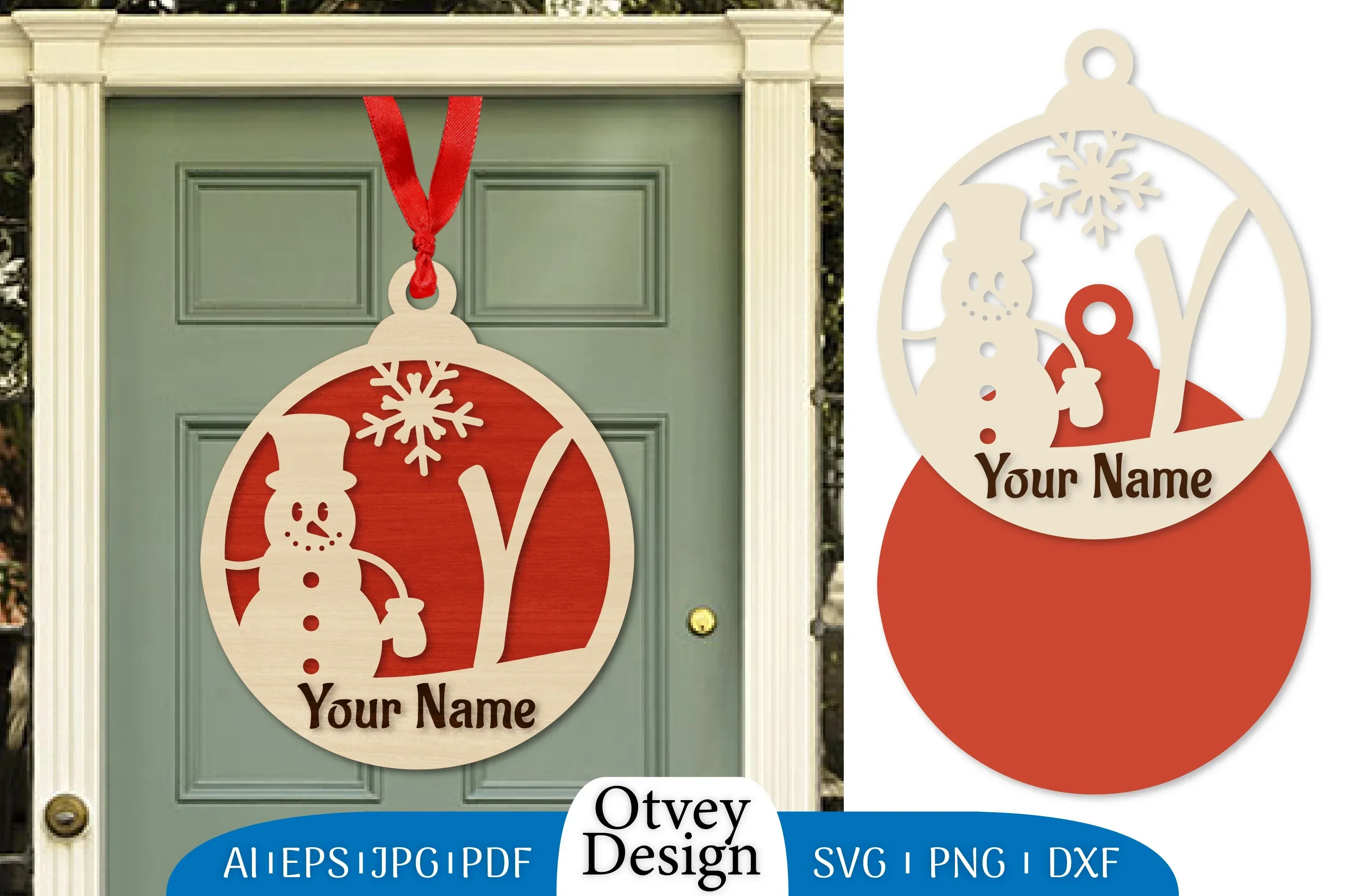 Snowman Name Laser Cut Files Christmas Ball SVG Bundle