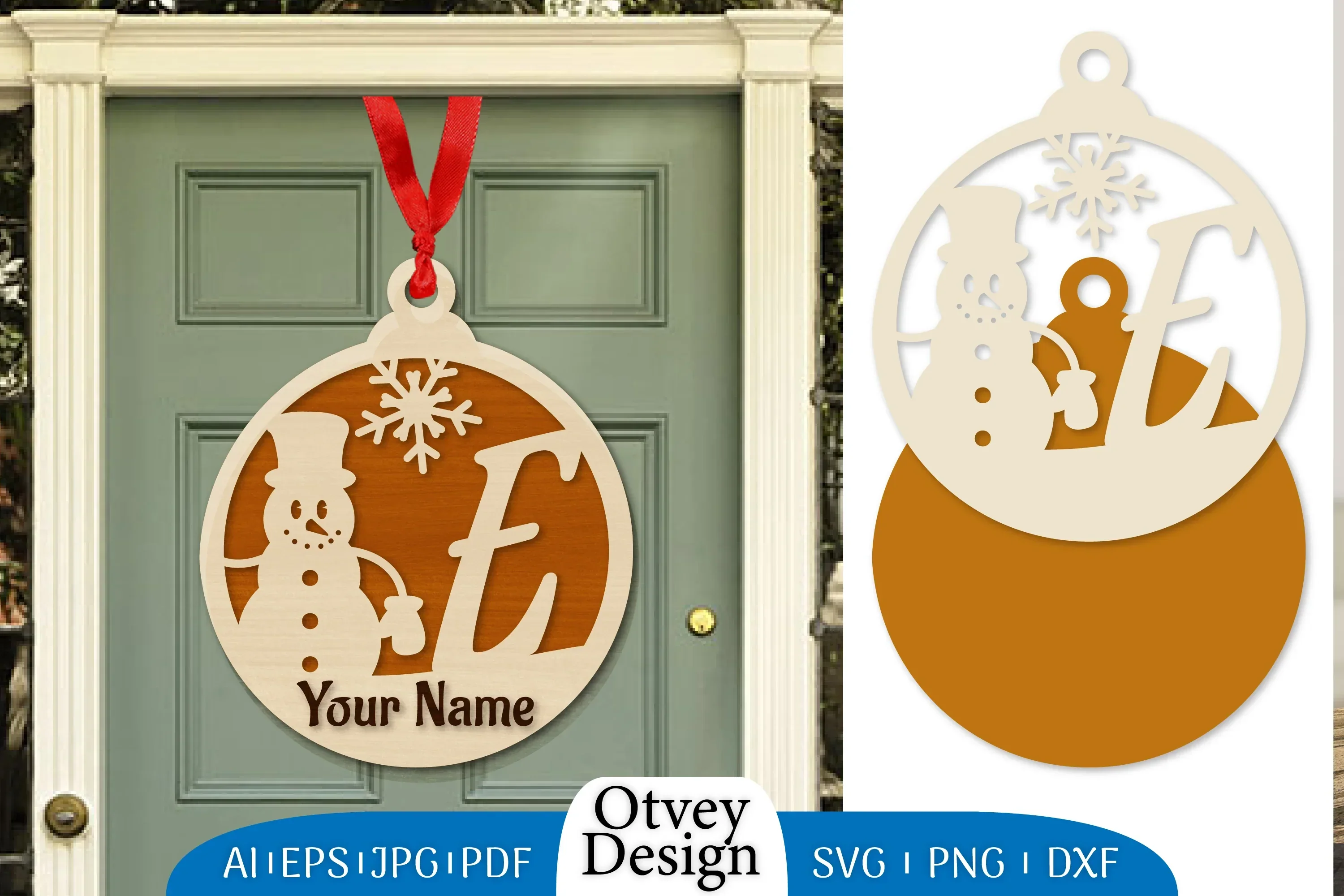 Snowman Name Laser Cut Files Christmas Ball SVG Bundle