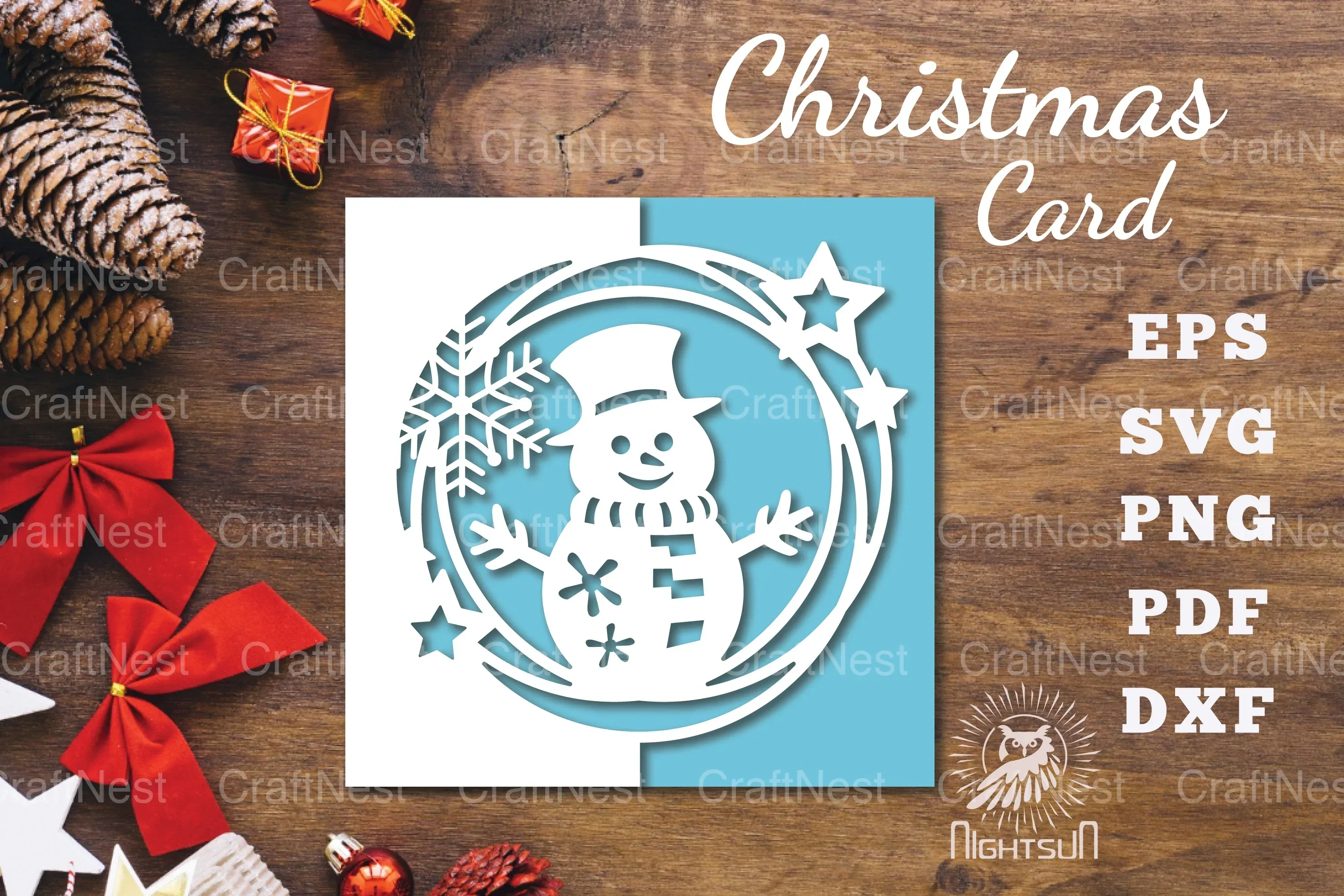 Snowman Papercut Card SVG Bundle