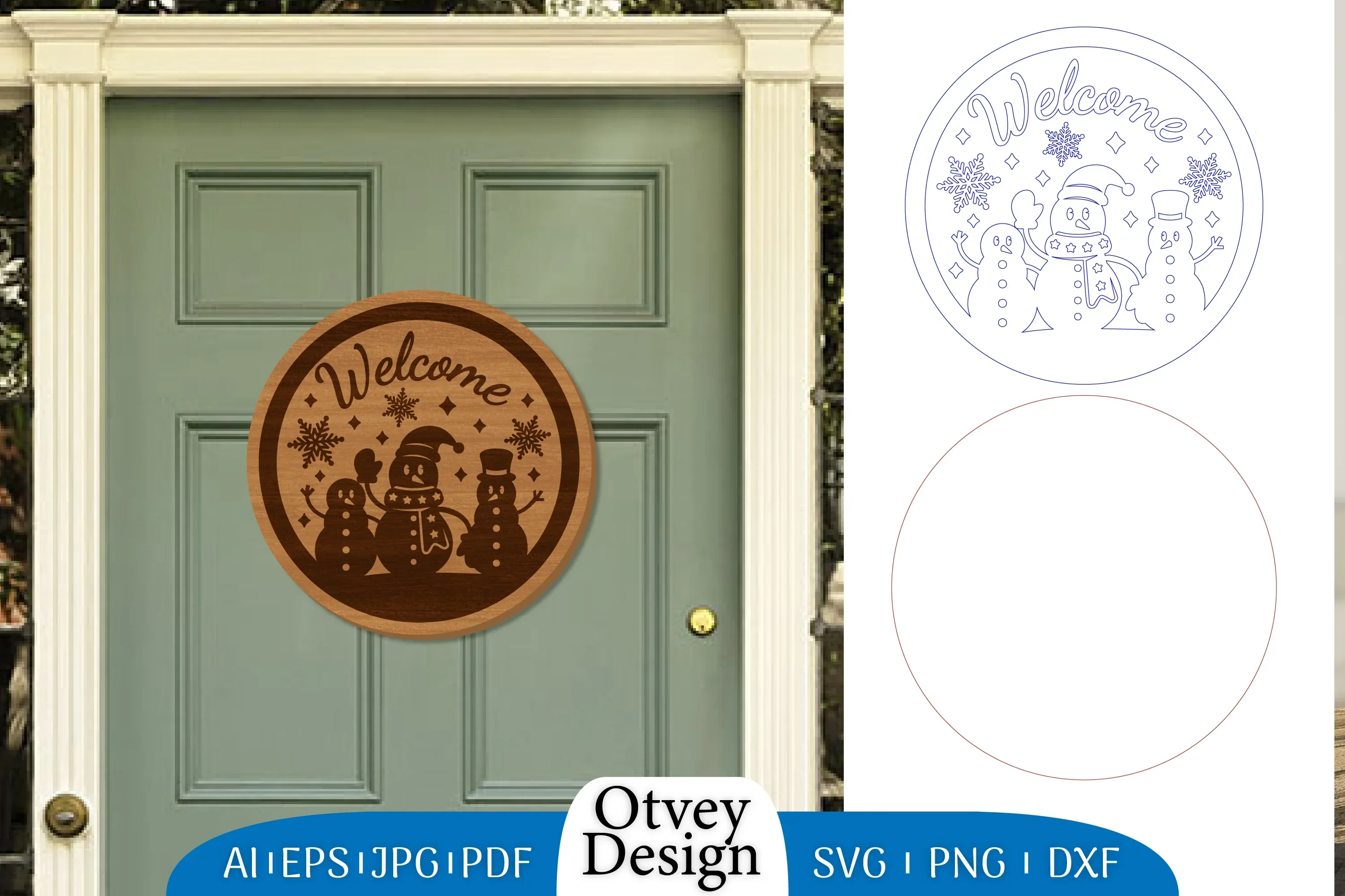 Snowman Round Door Ornament Lasercut SVG Bundle