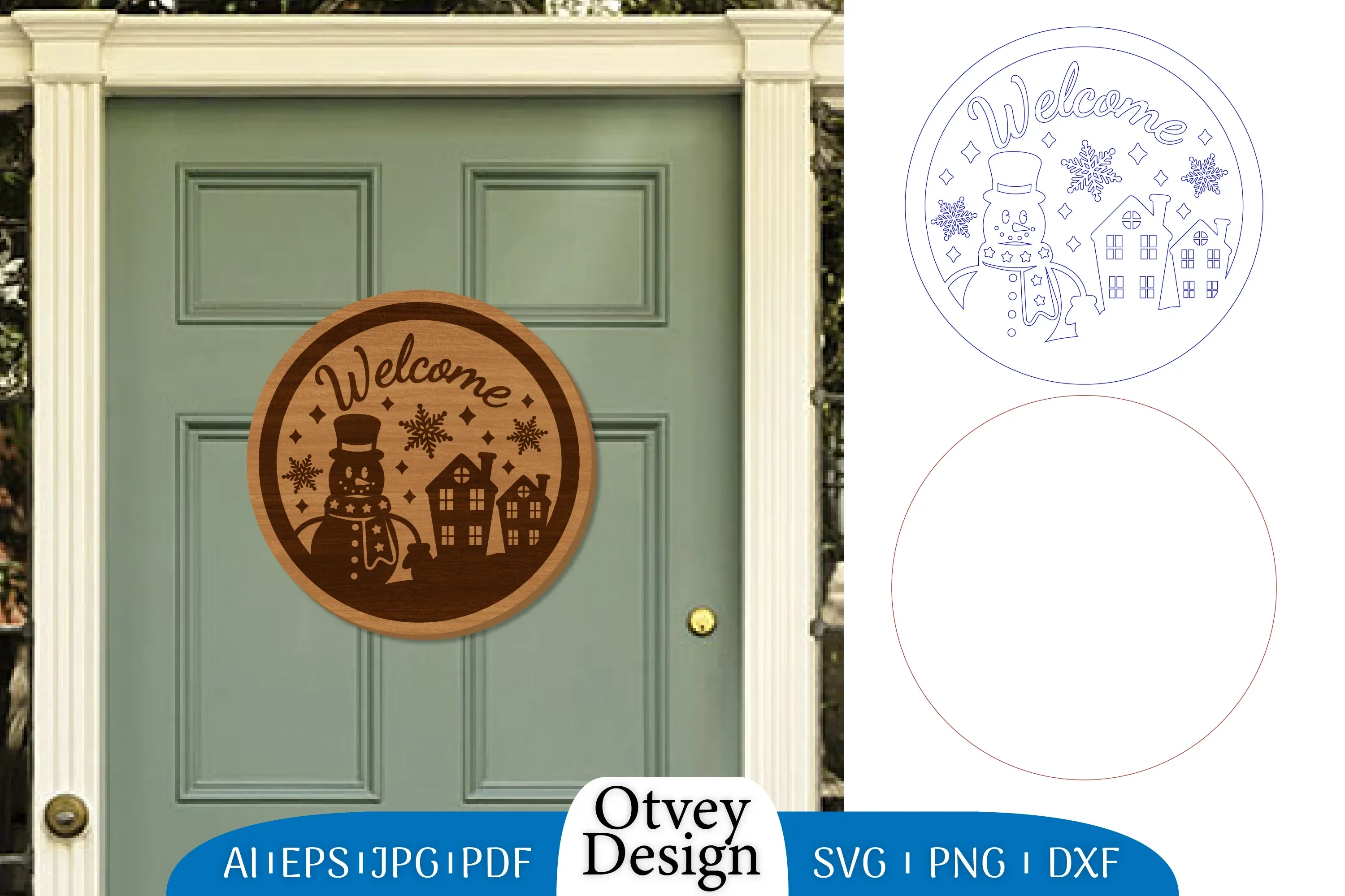 Snowman Round Door Ornament Lasercut SVG Bundle