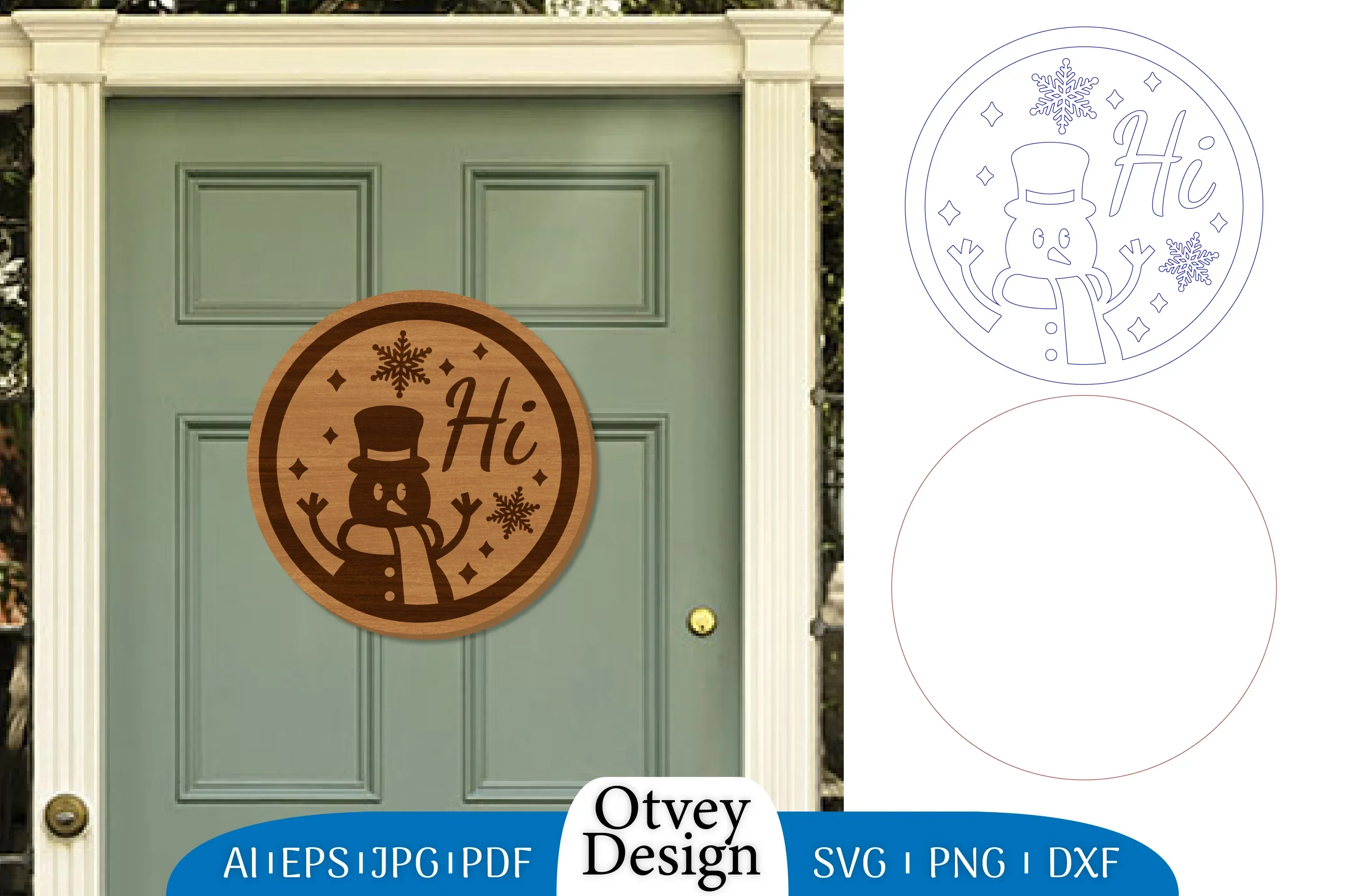 Snowman Round Door Ornament Lasercut SVG Bundle