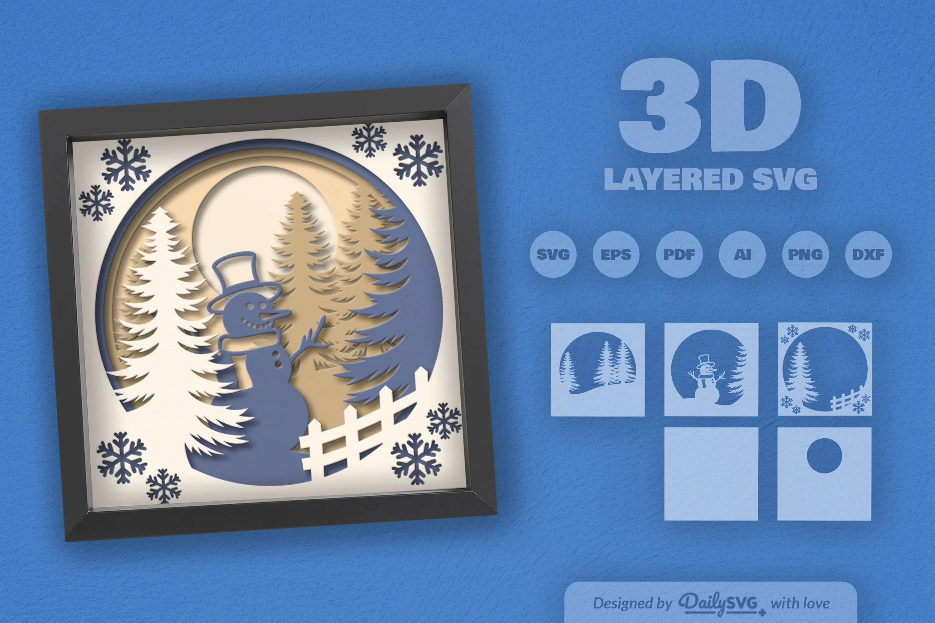 Snowman Winter Papercut SVG Bundle - Image 2