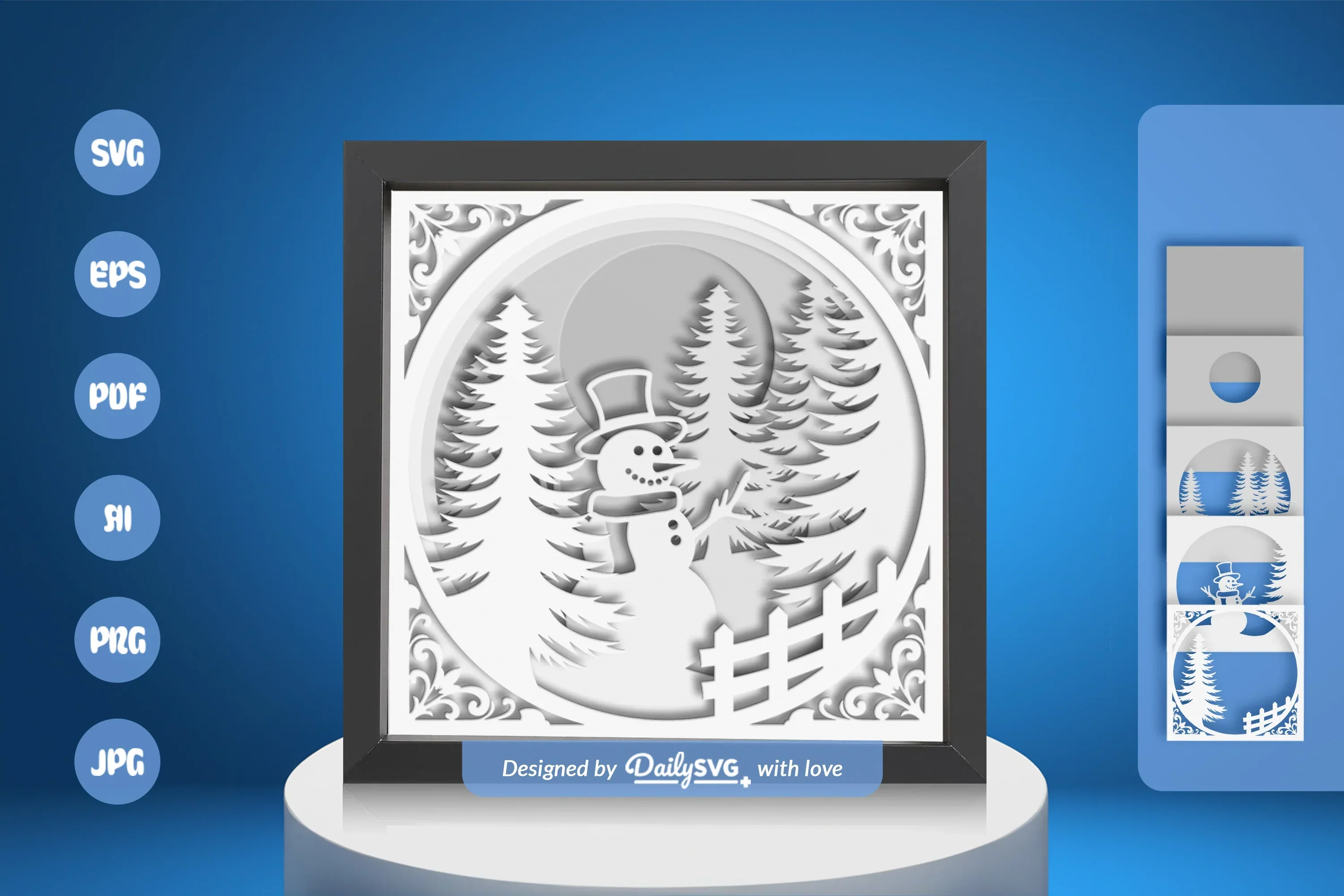 Snowman Winter White Papercut SVG Bundle