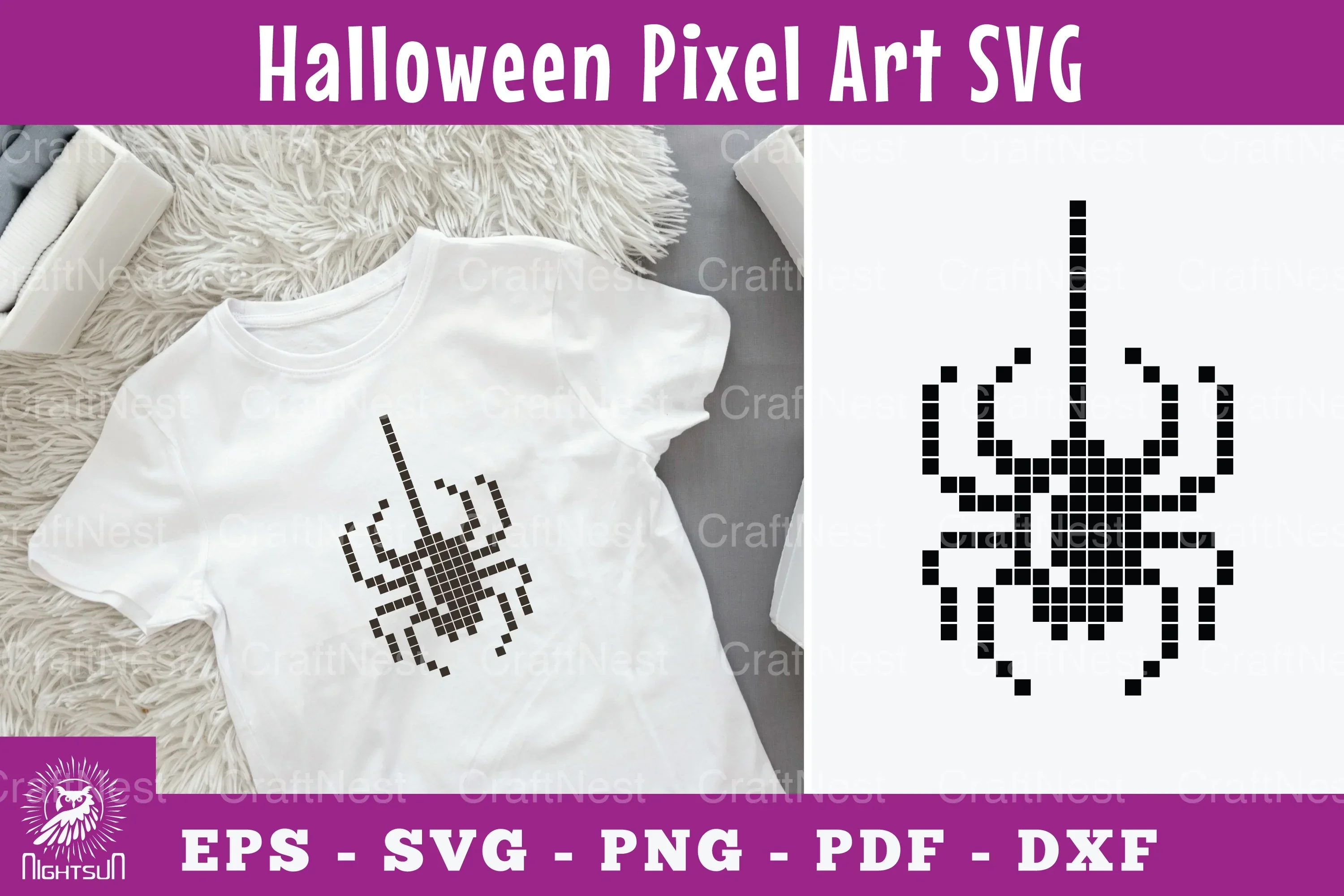 Spider Pixel Art Clipart Bundle