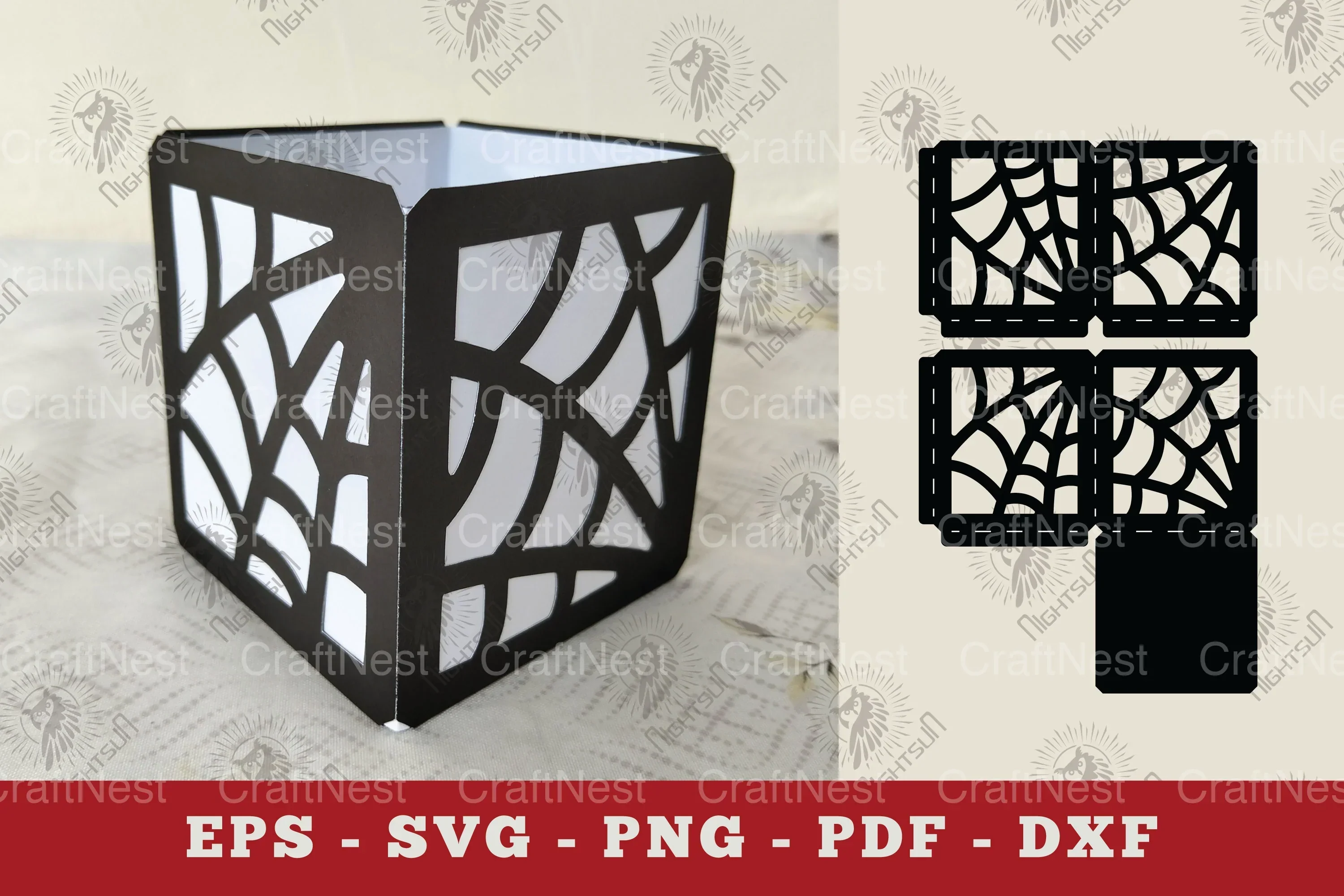 Spider Webs Lantern Papercut SVG Bundle