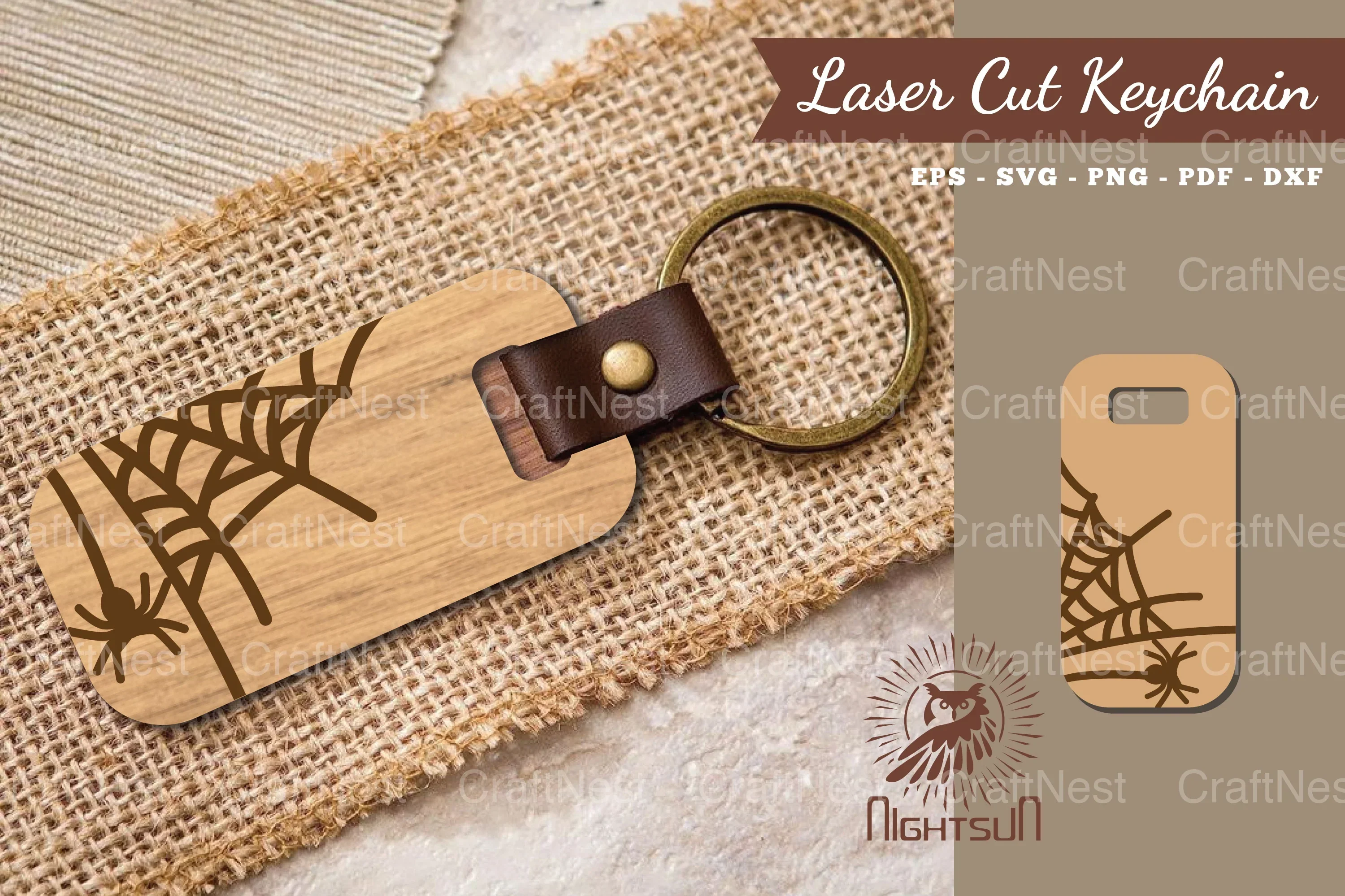 Spider Webs Laser Cut Keychain Design Bundle