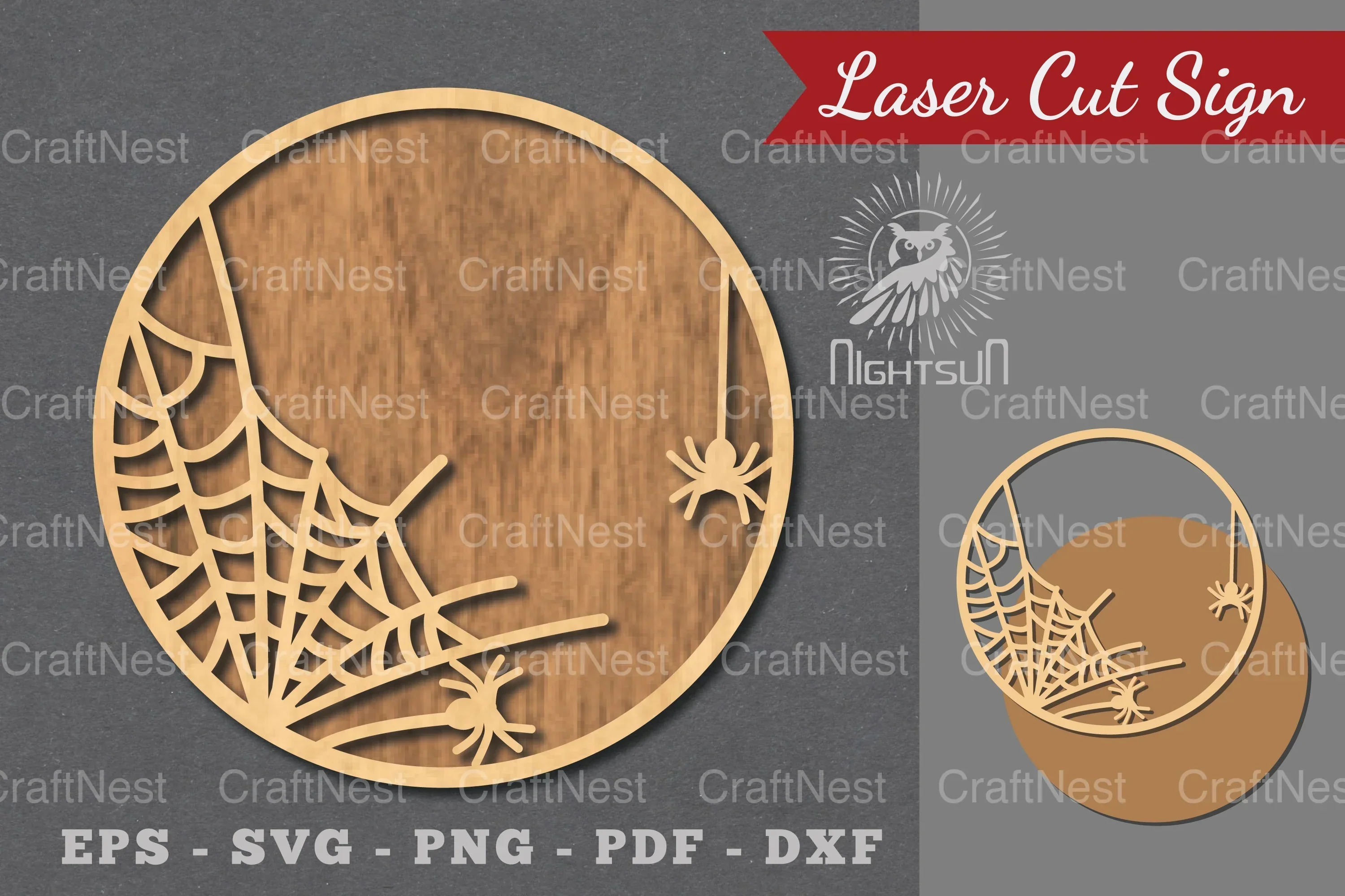 Spider Webs Laser Cut Sign Clipart Bundle