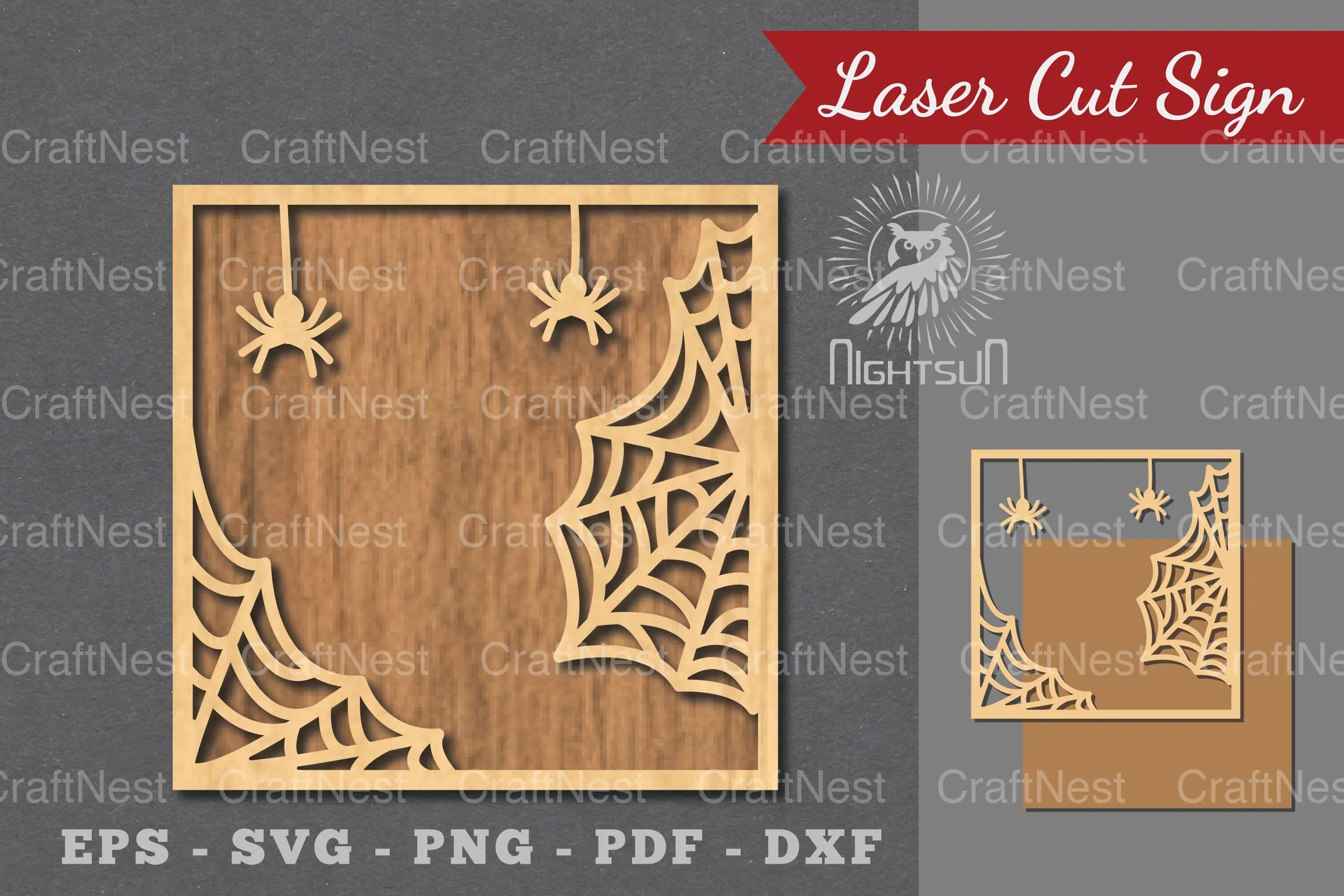 Spider Webs Laser Cut Sign Clipart Bundle