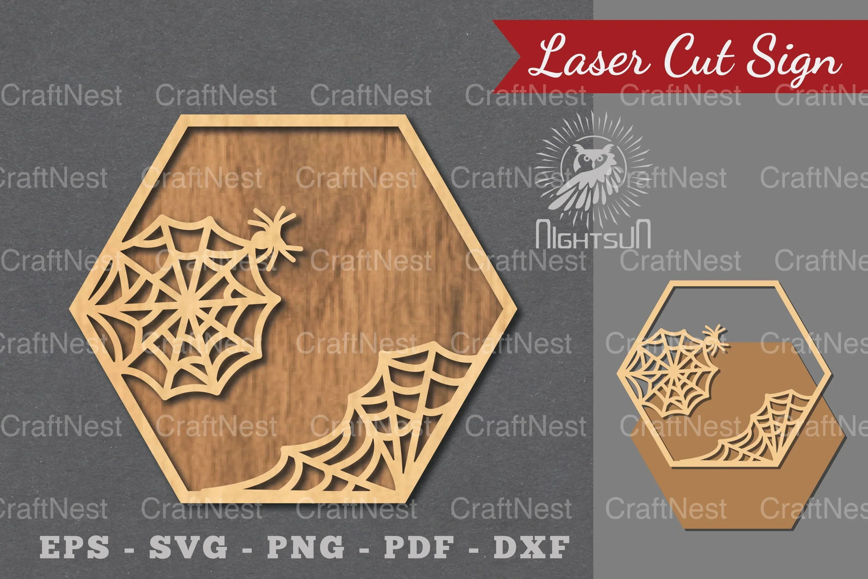 Spider Webs Laser Cut Sign - Halloween Decor Clipart Bundle