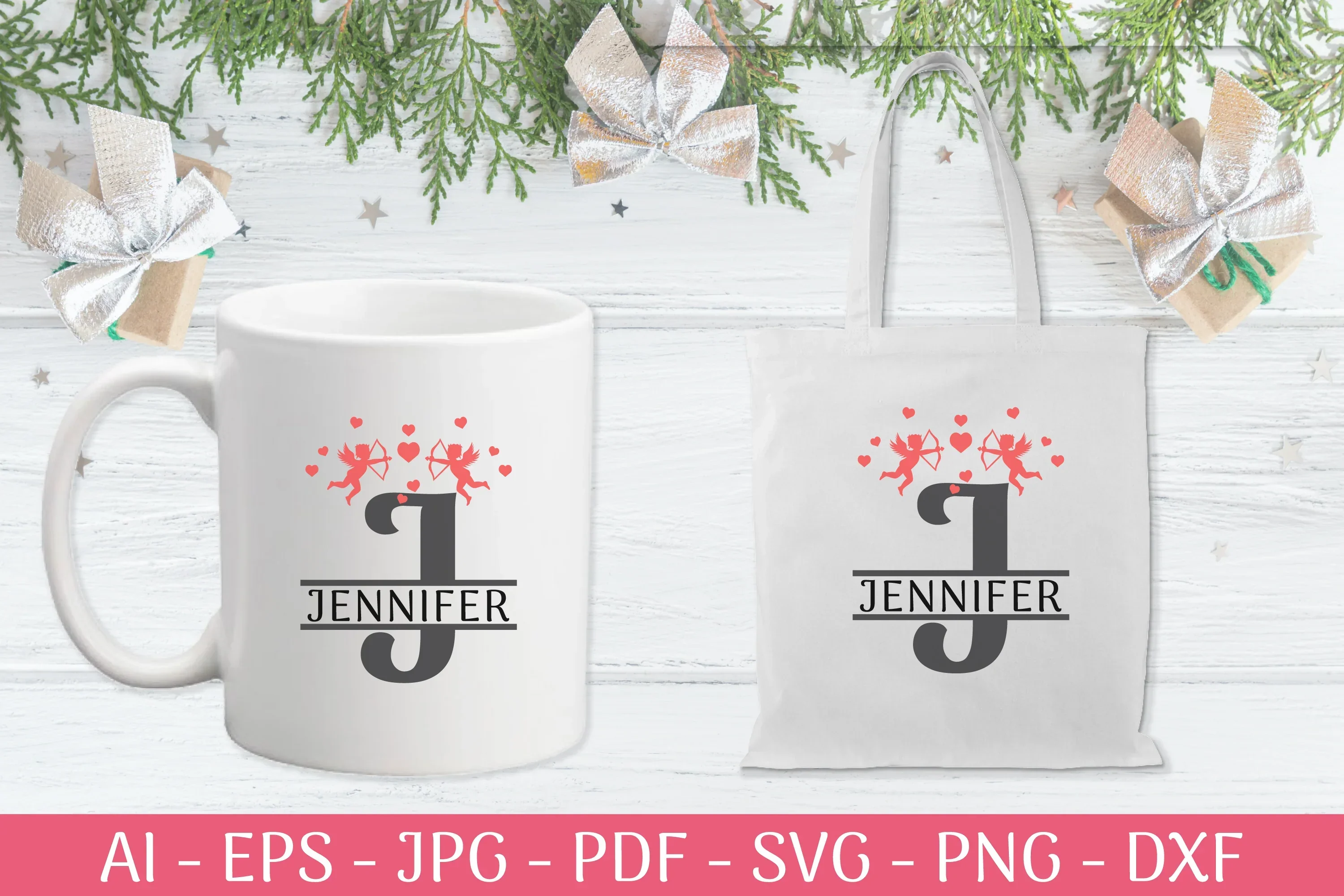 Split Alphabet Valentine Letter SVG Bundle - Image 2