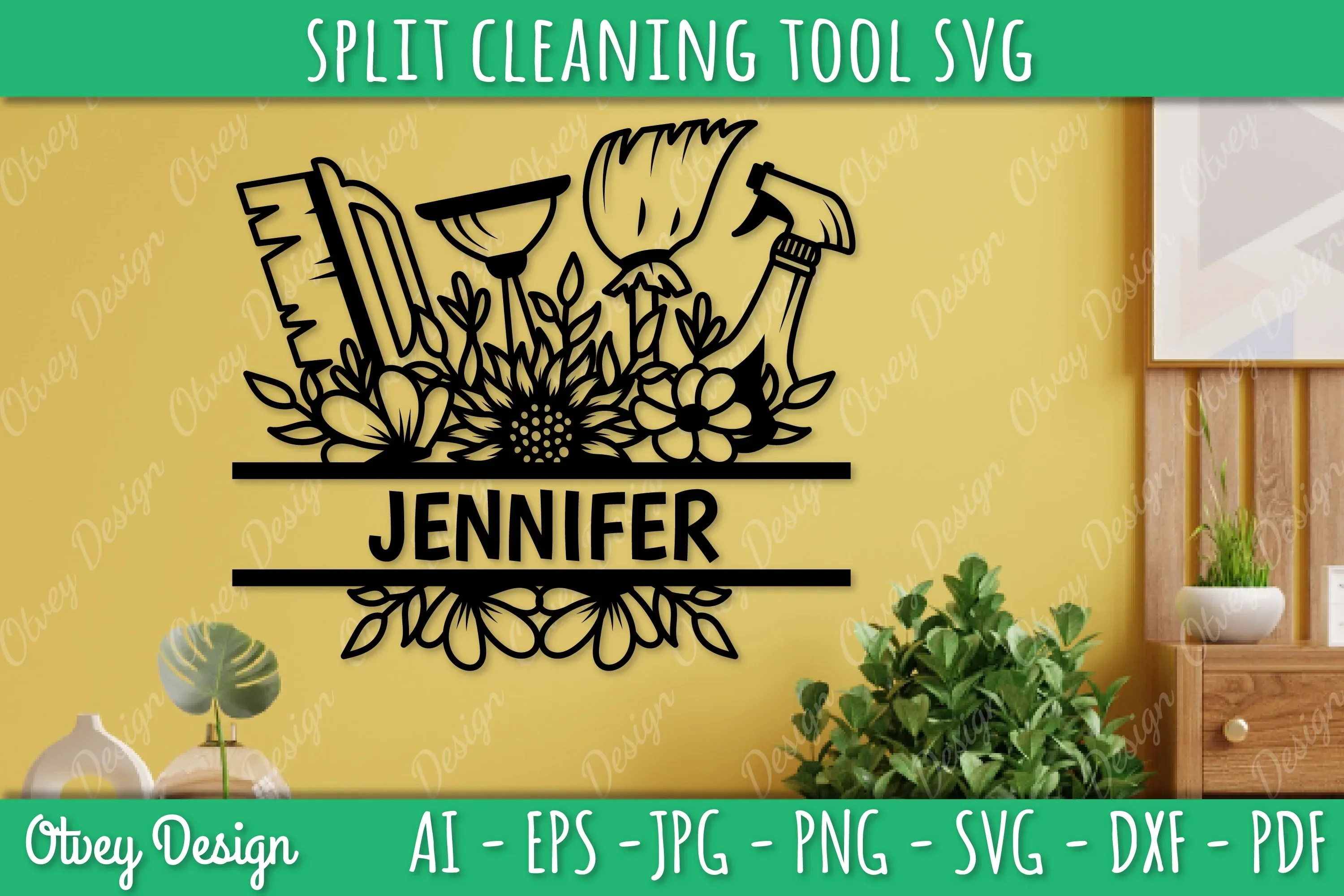 Split Monogram Cleaning Tool SVG Bundle - Image 4