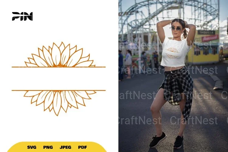Split Sunflower Border SVG Bundle