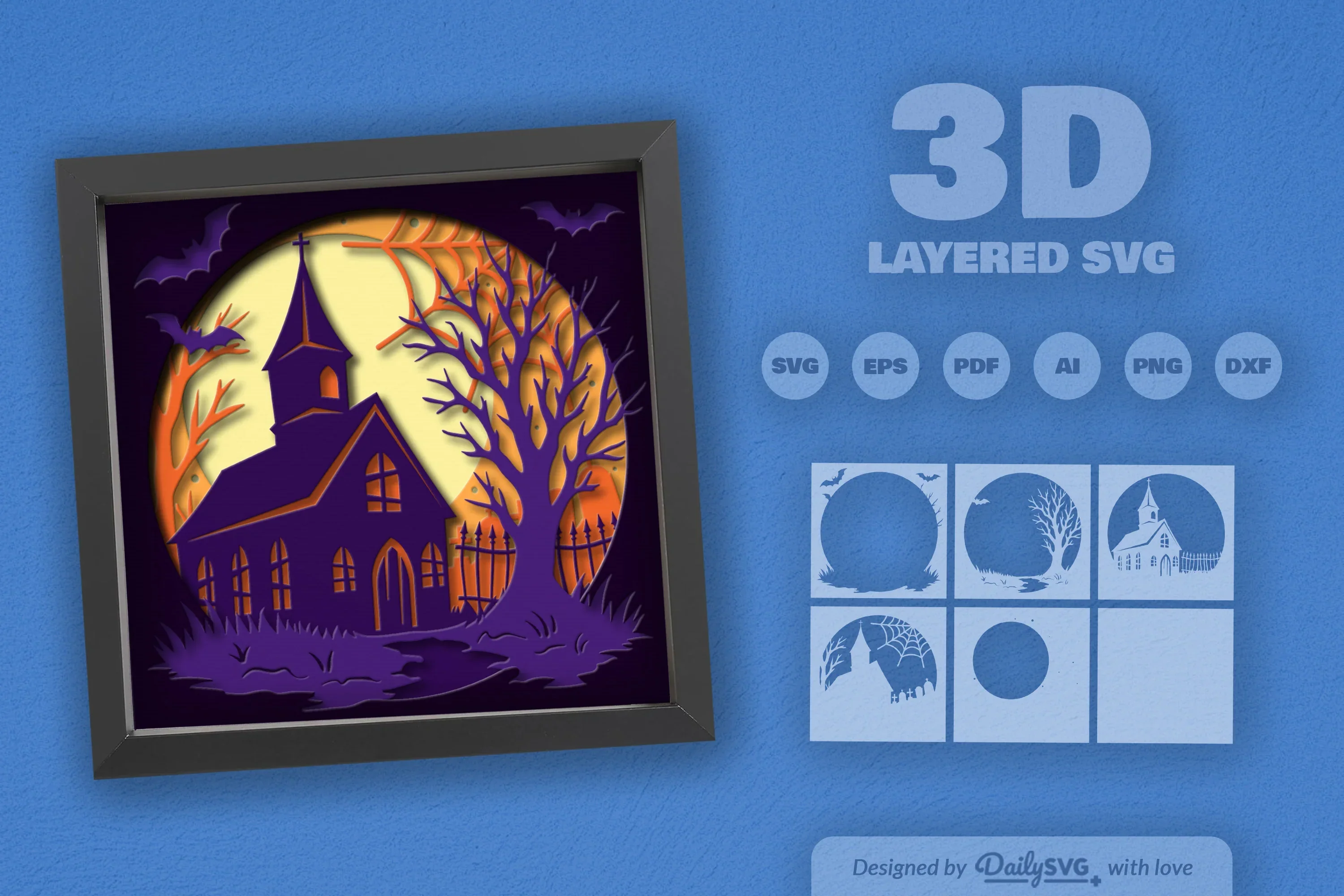 Spooky Halloween Night Scene with Old Church - Image 2